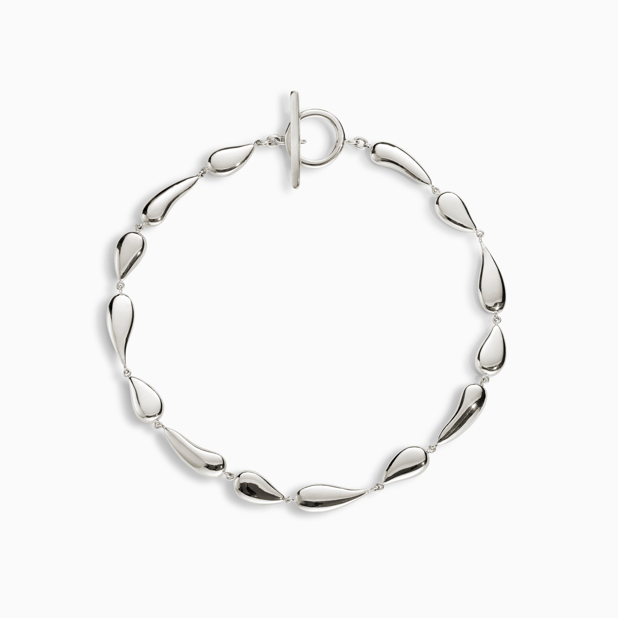 AGMES 0.925 Sterling Silver Ila Necklace. T-Bar Clasp.