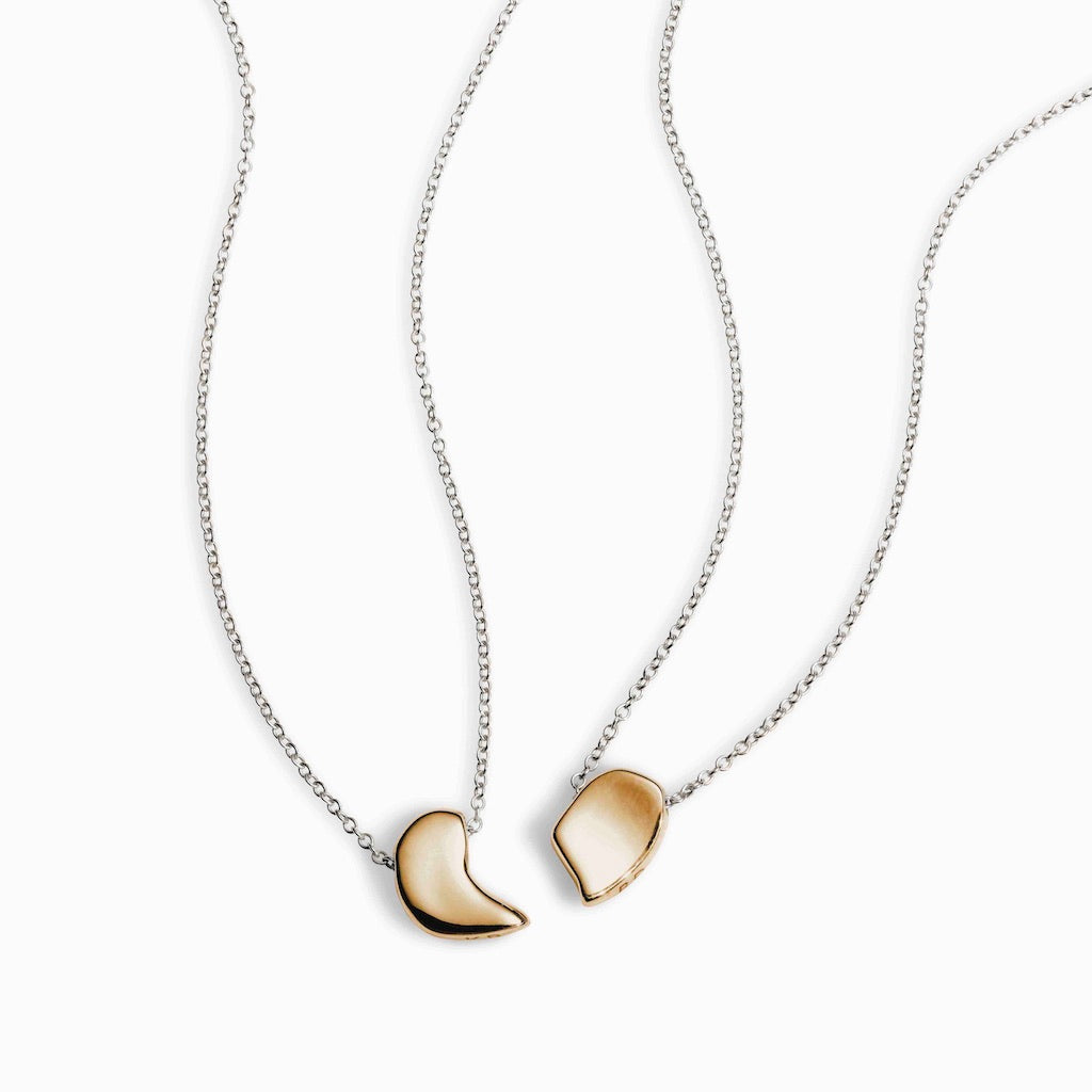 AGMES 18K Gold Vermeil Sum of Parts Pendant Set. Modern connecting heart necklace set.