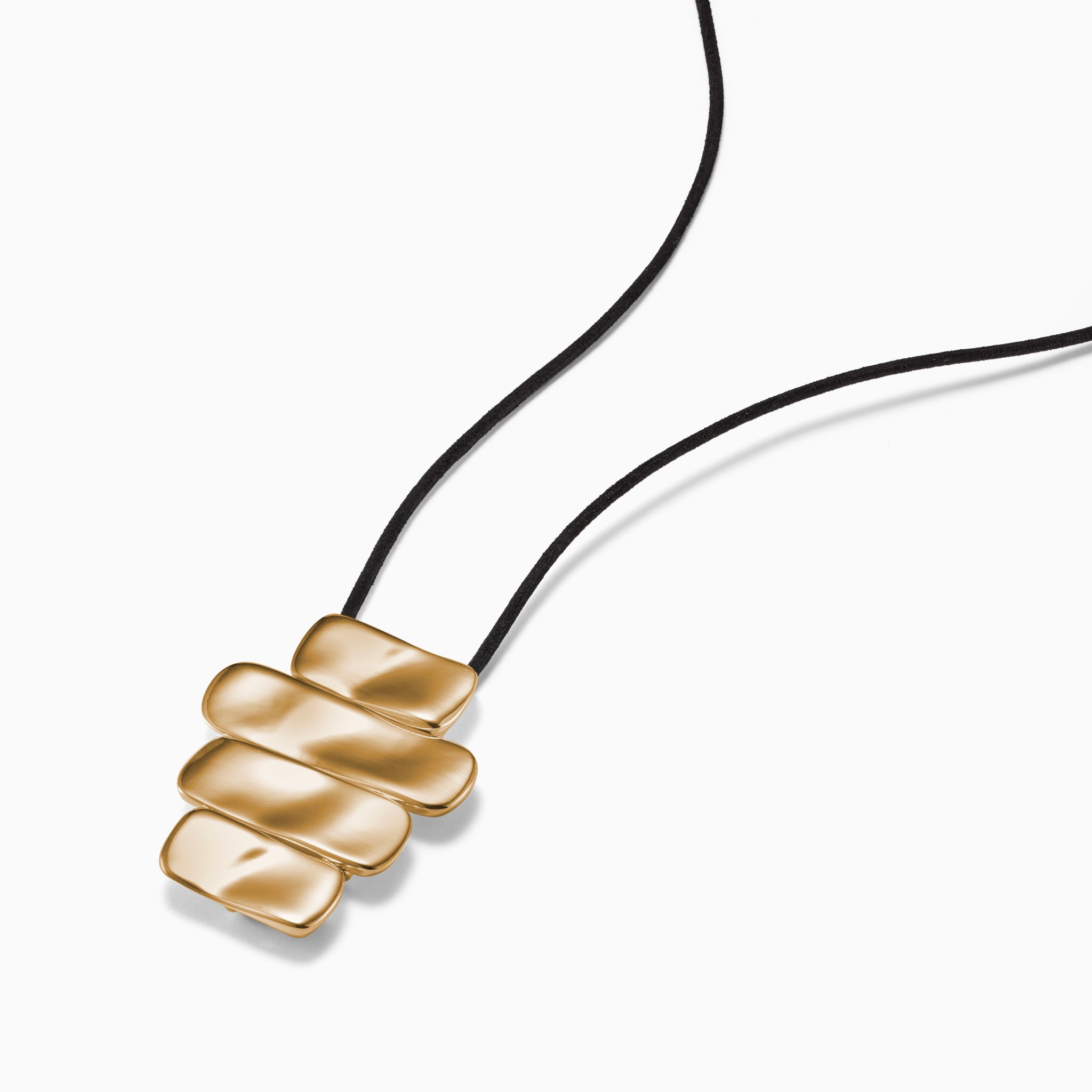 AGMES 18k gold vermeil 4-tier Ilona Pendant on black suede cord