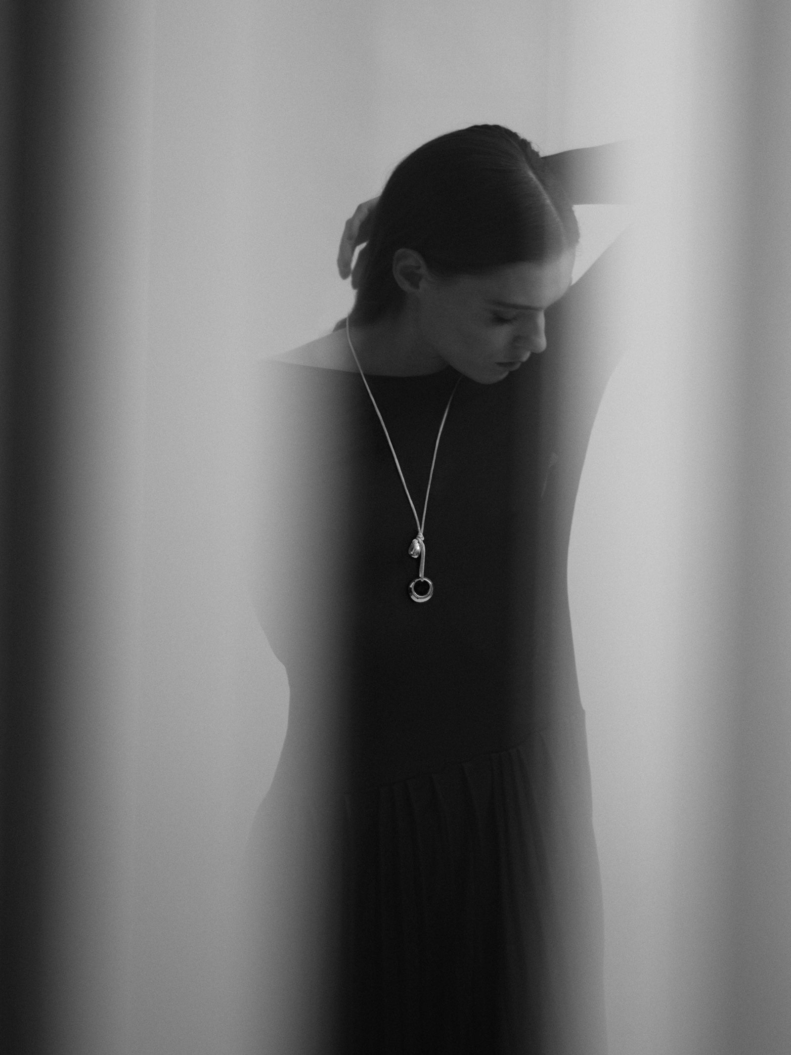 .925 Sterling silver AGMES rae cord pendant on model