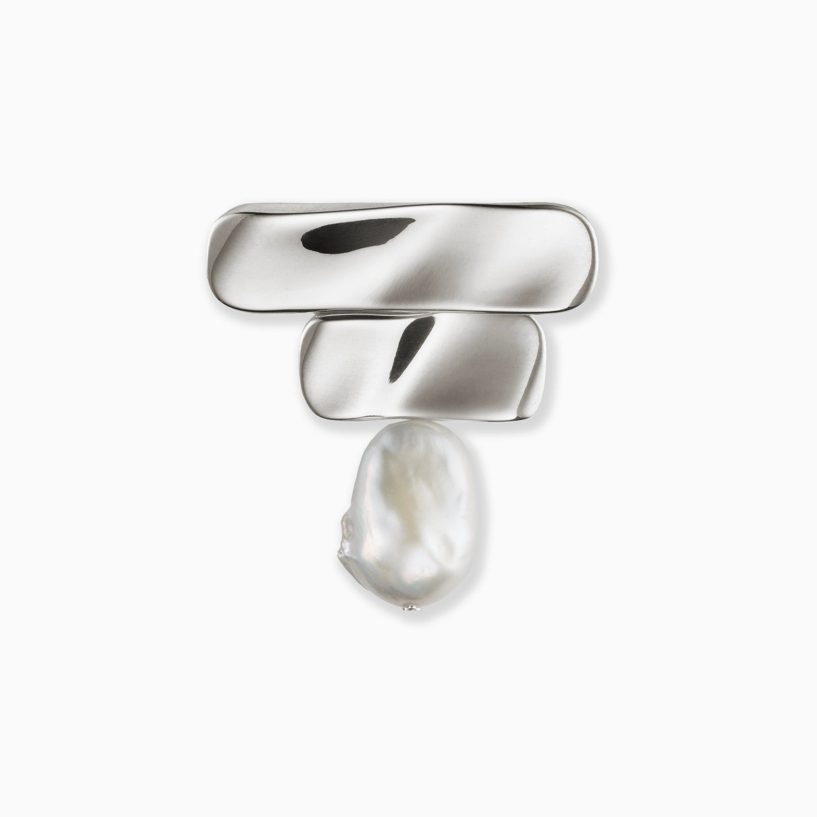 AGMES .925 sterling silver Baroque Ilona brooch with freshwater pearl drop