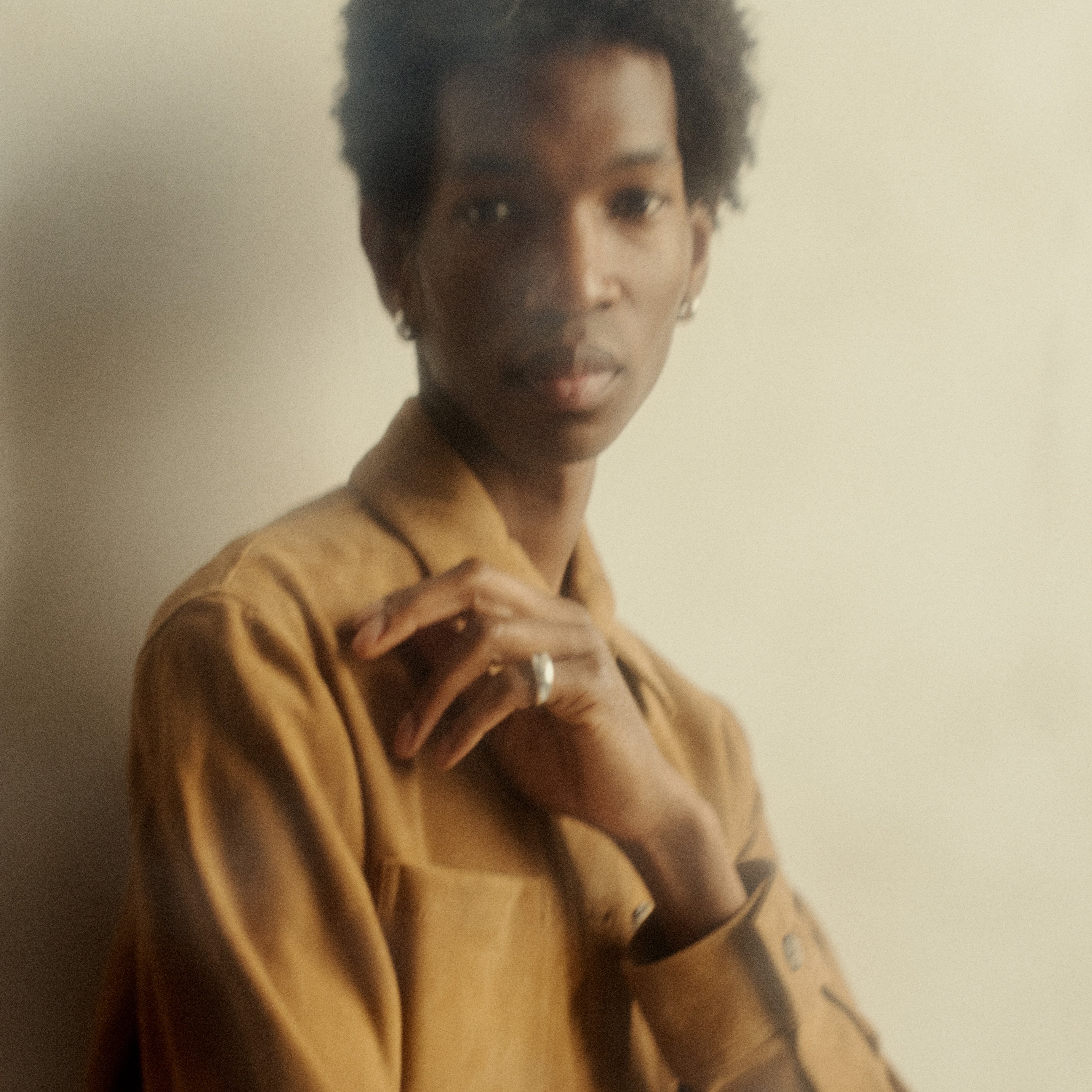 Man wearing the AGMES .925 Sterling Silver Domed Ring.