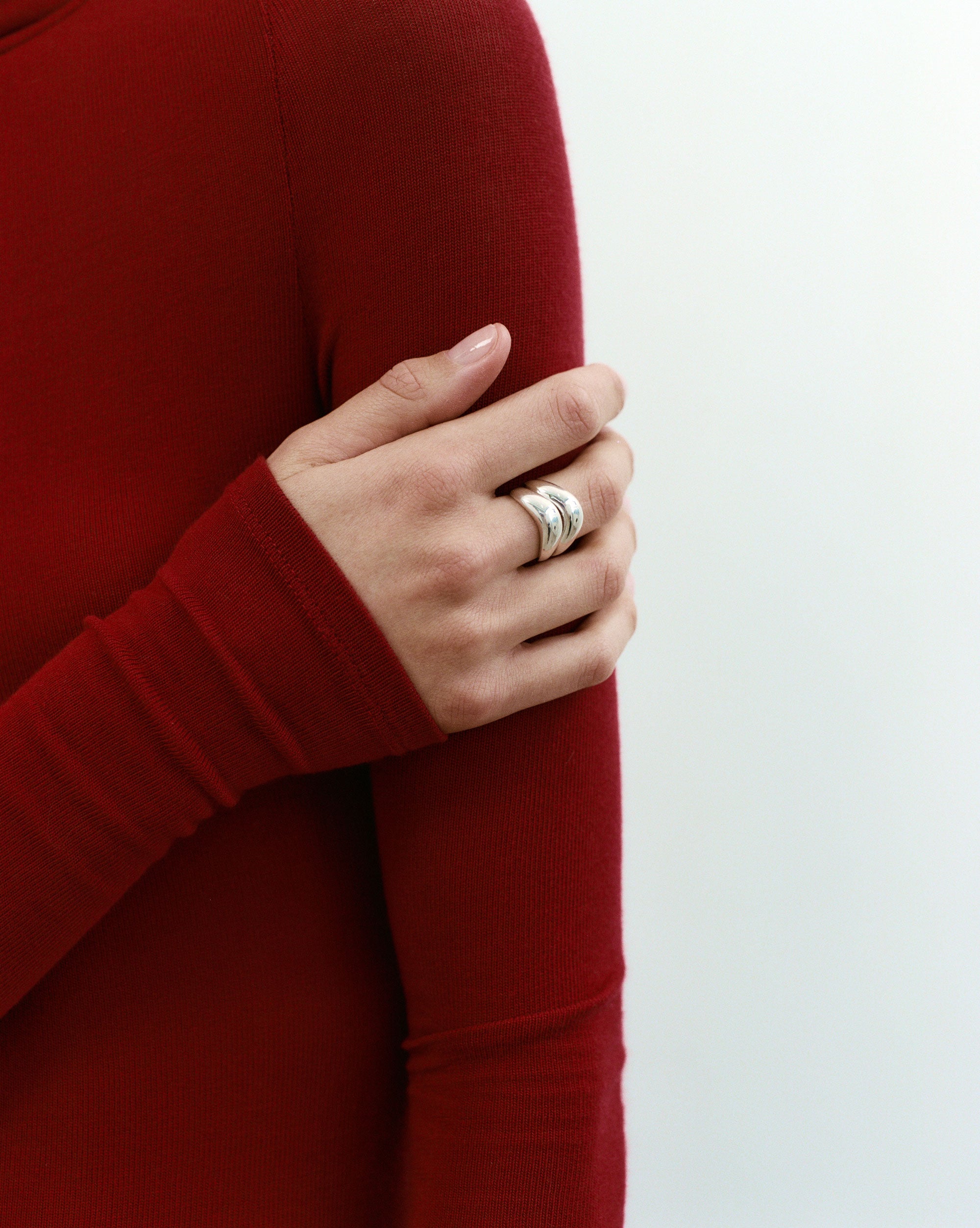 AGMES .925 Sterling Silver Double Wave Ring.