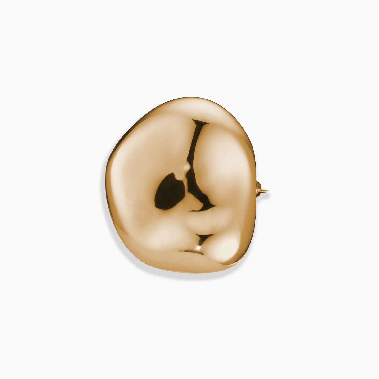 gold vermeil round naturally shaped brooch on white background
