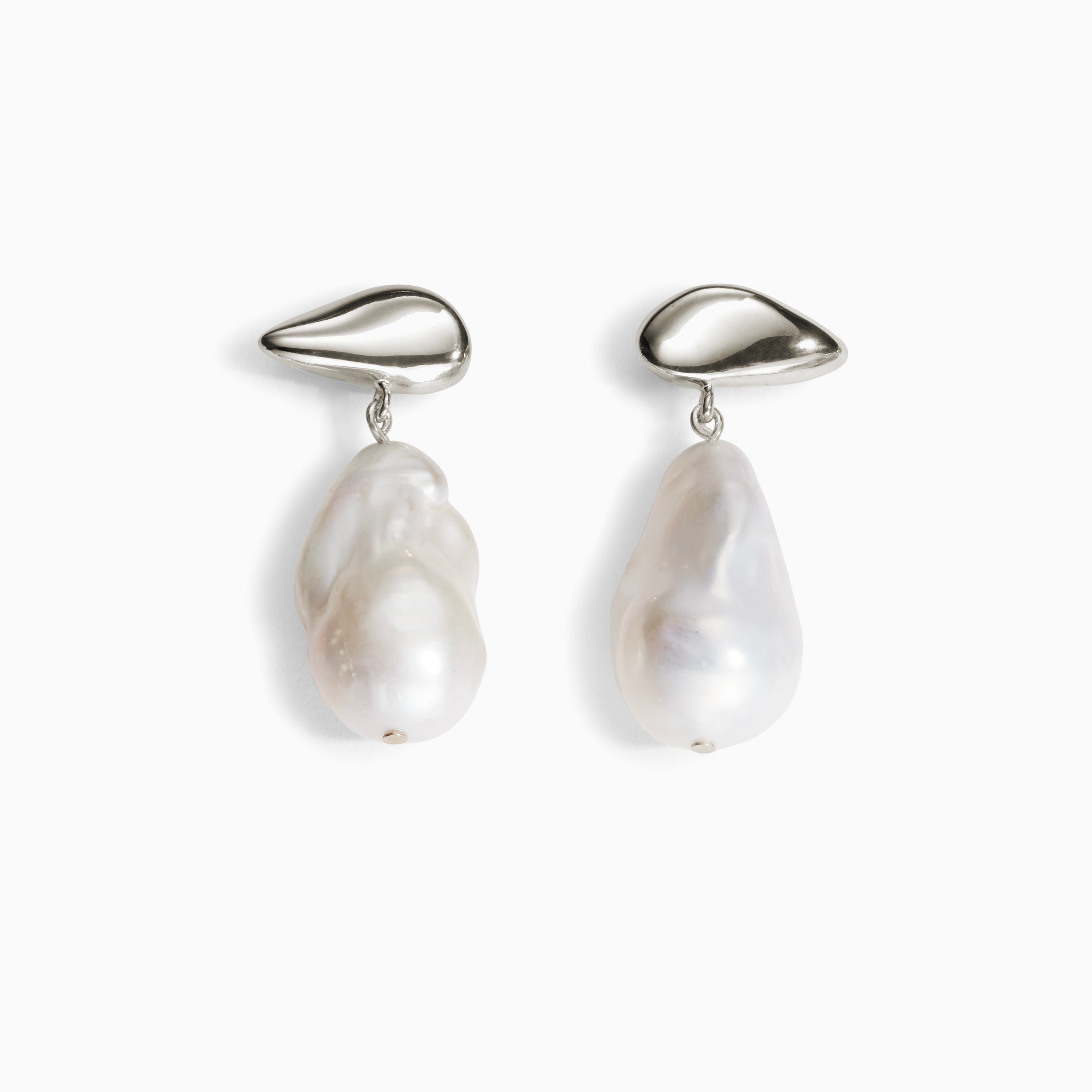 AGMES .925 Sterling Silver Ila Earrings with Baroque Pearl.