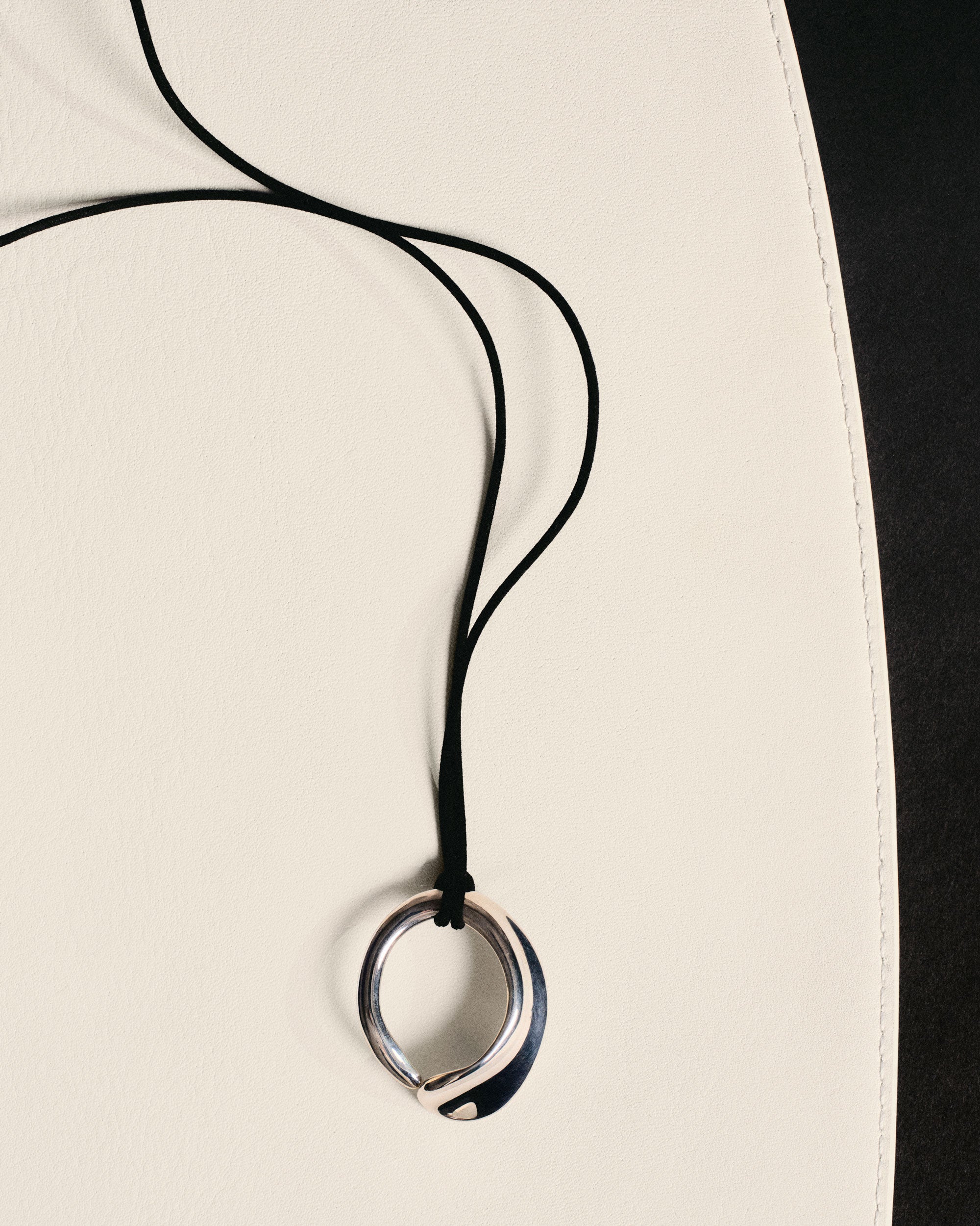 AGMES 0.925 Sterling Silver Marta Pendant with Black Suede Cord.