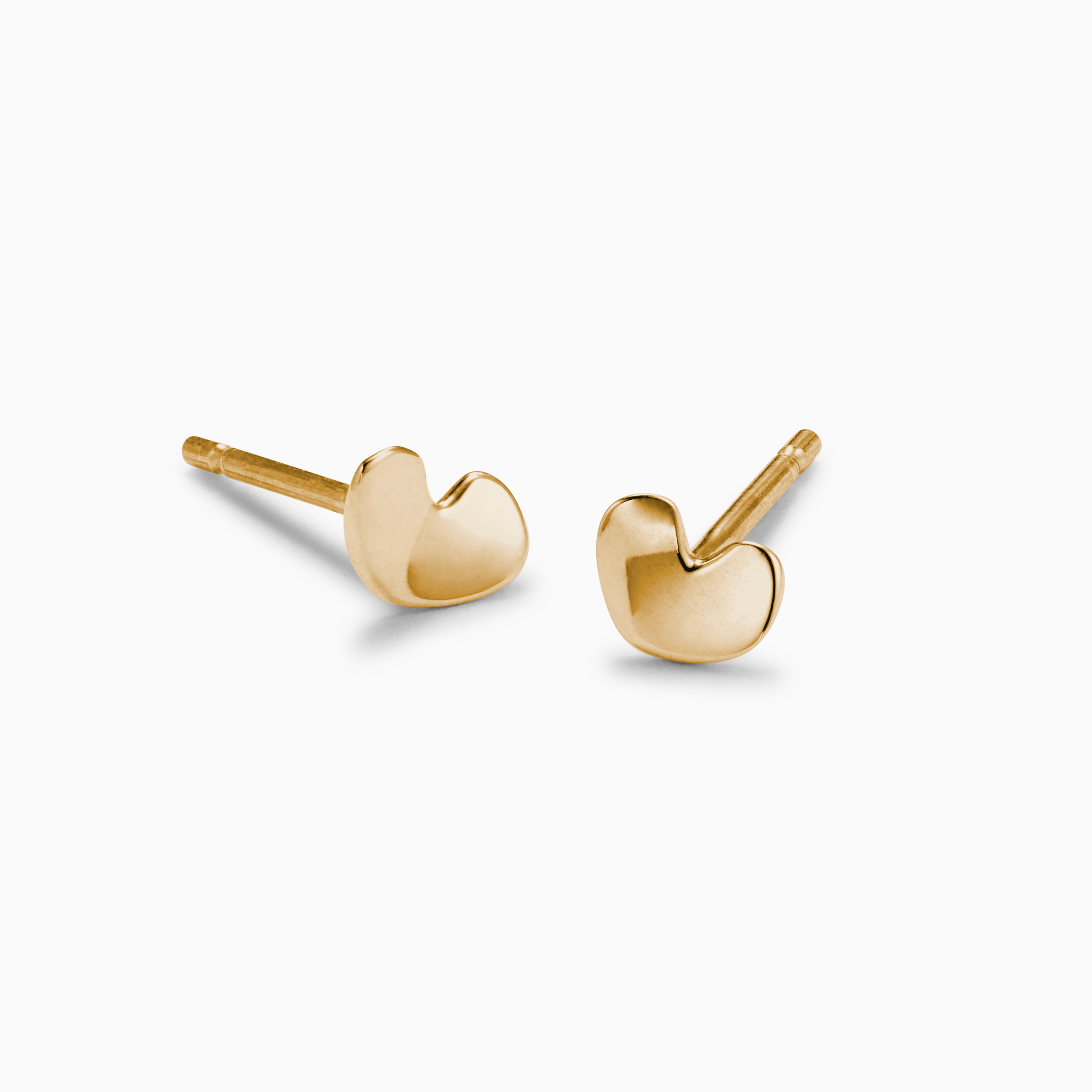 AGMES 18K Gold Vermeil Mini Sculpted Heart Stud Earrings