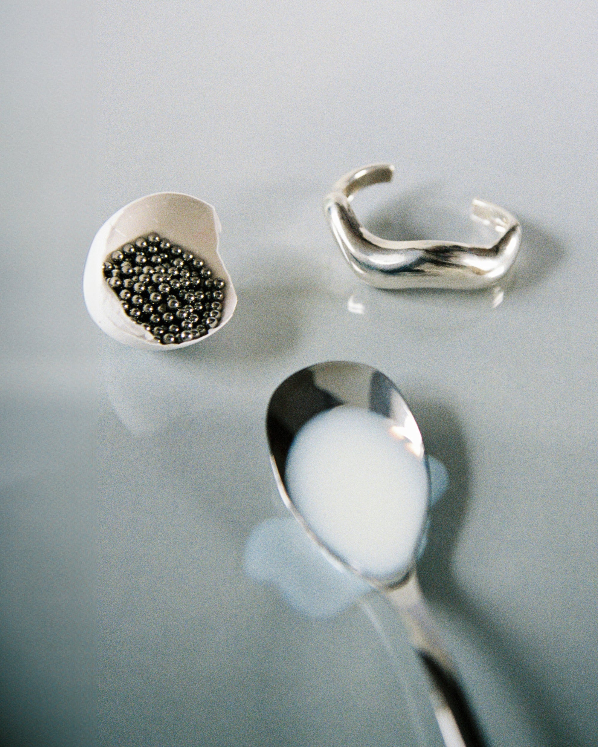 AGMES 0.925 sterling silver large Astrid sculpted cuff bracelet.