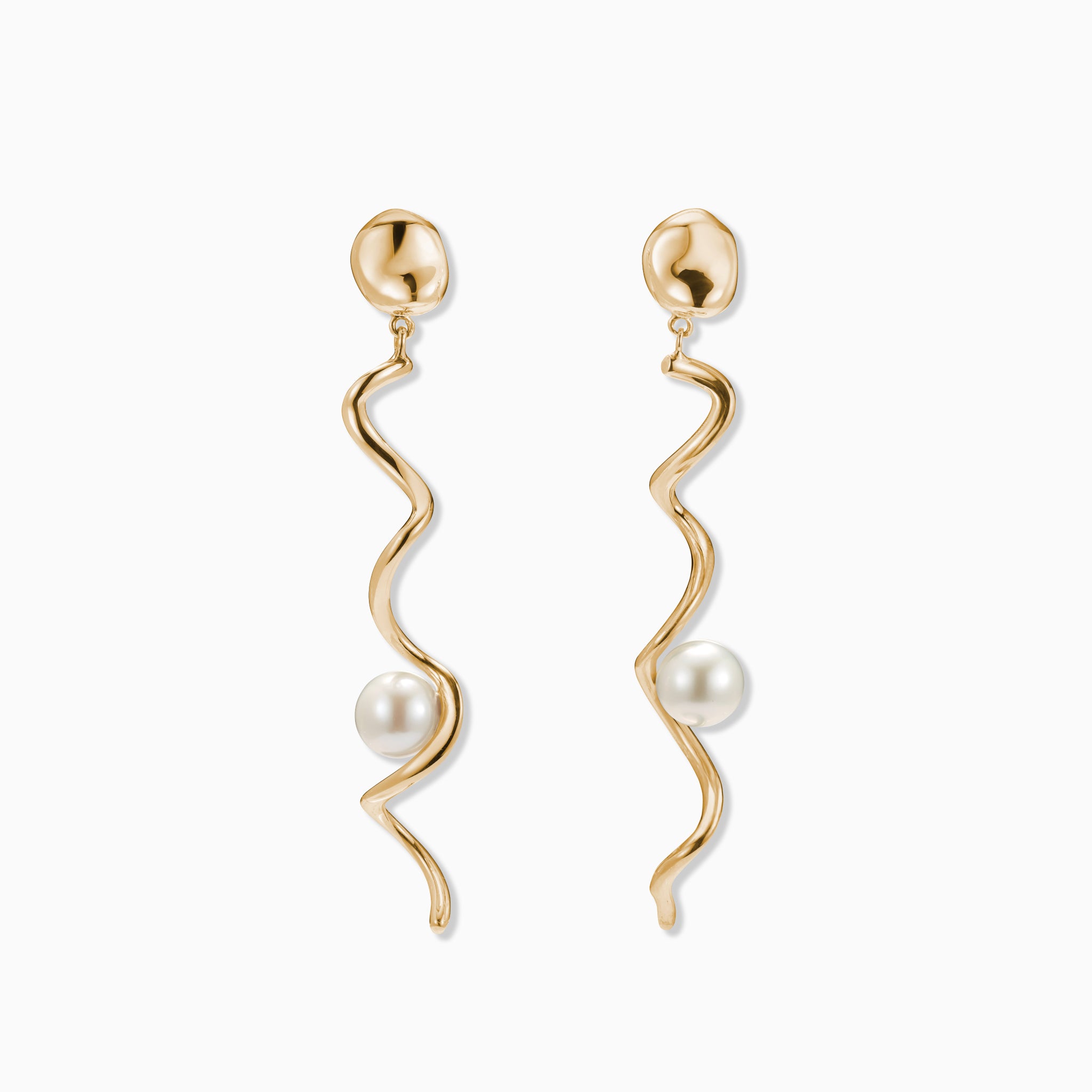 AGMES Teneille Earrings 18k Gold Vermeil with freshwater pearls 2.8" long.