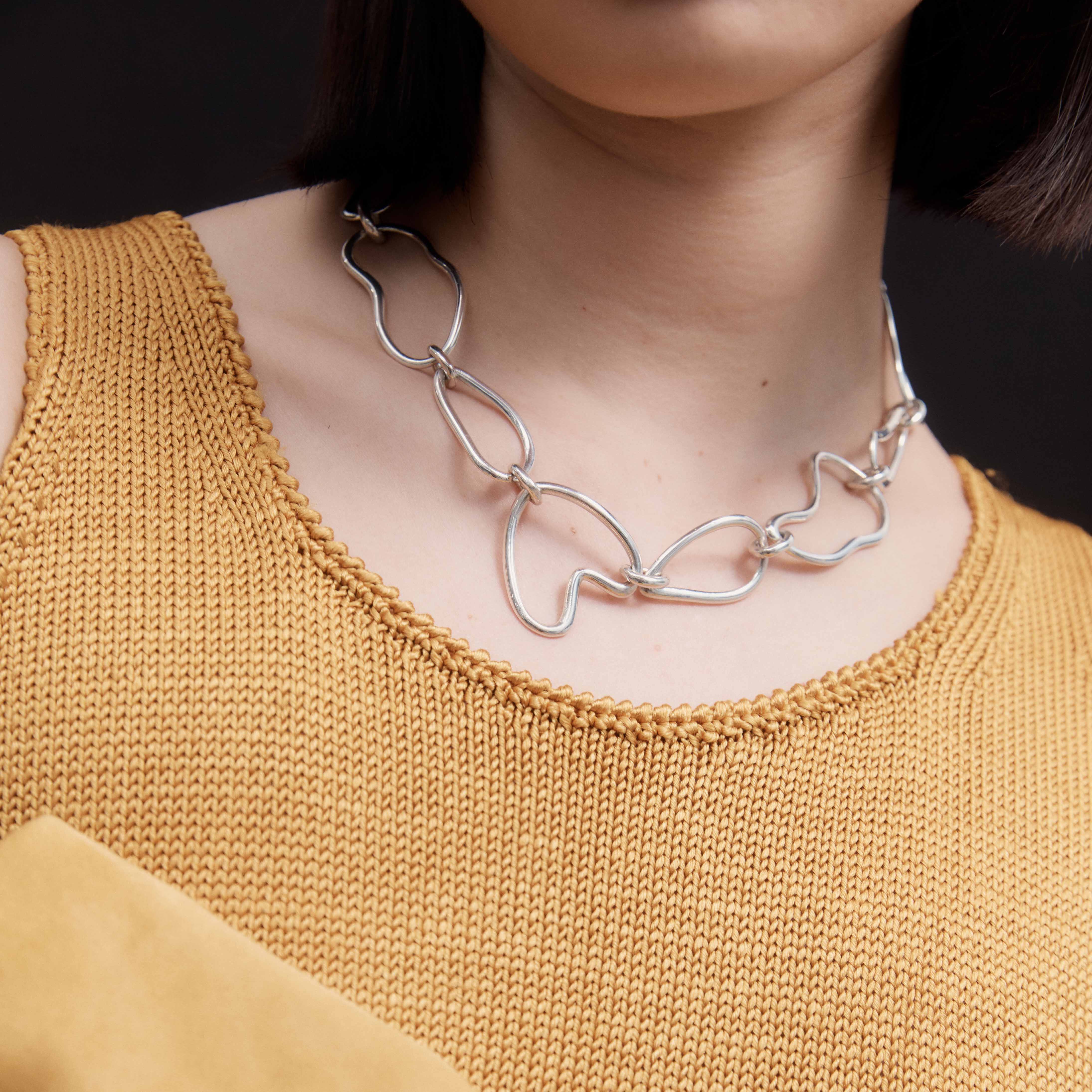 AGMES 0.925 Sterling Silver Altun Necklace with T-Bar Clasp