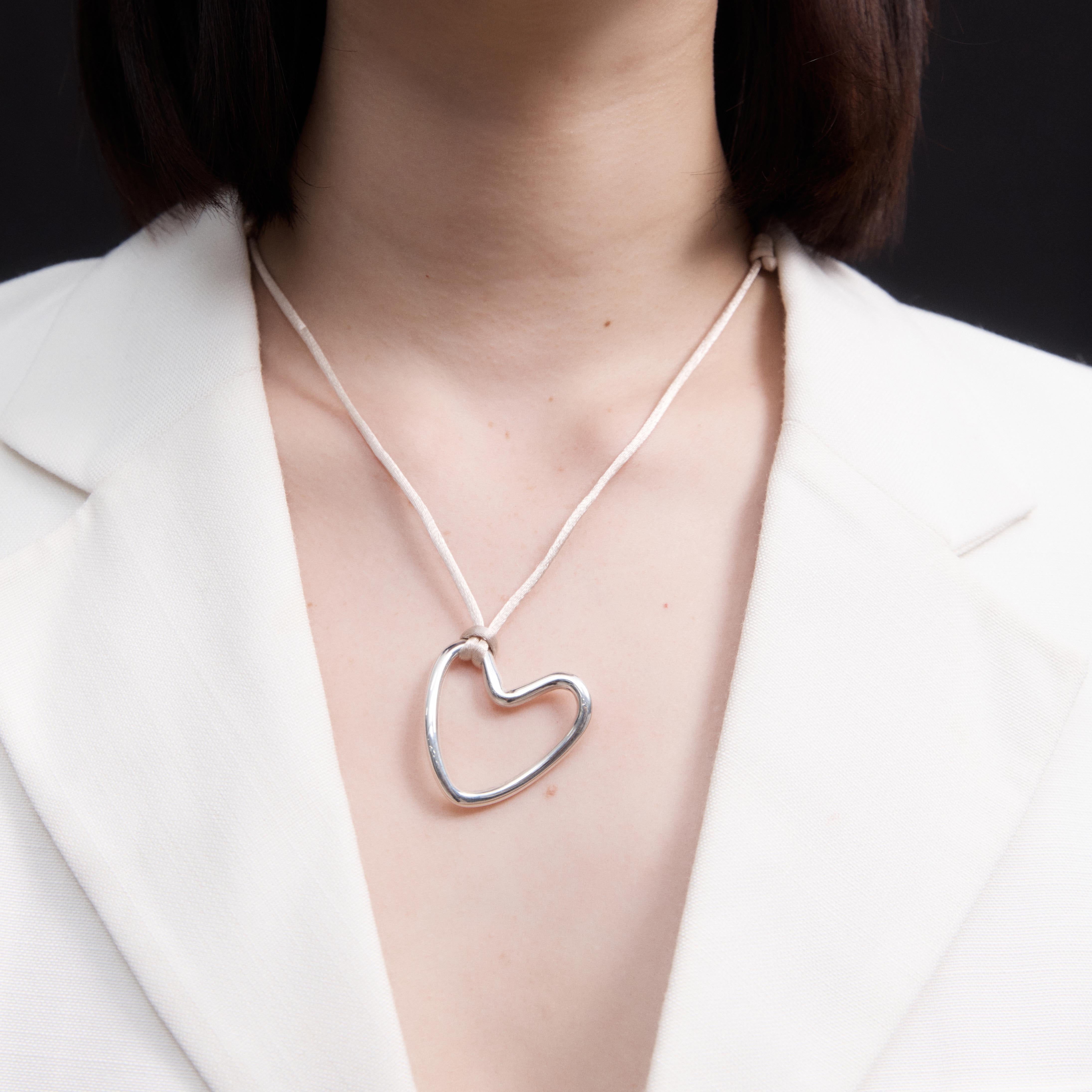 AGMES 0.925 sterling silver altun pendant with ivory satin cord