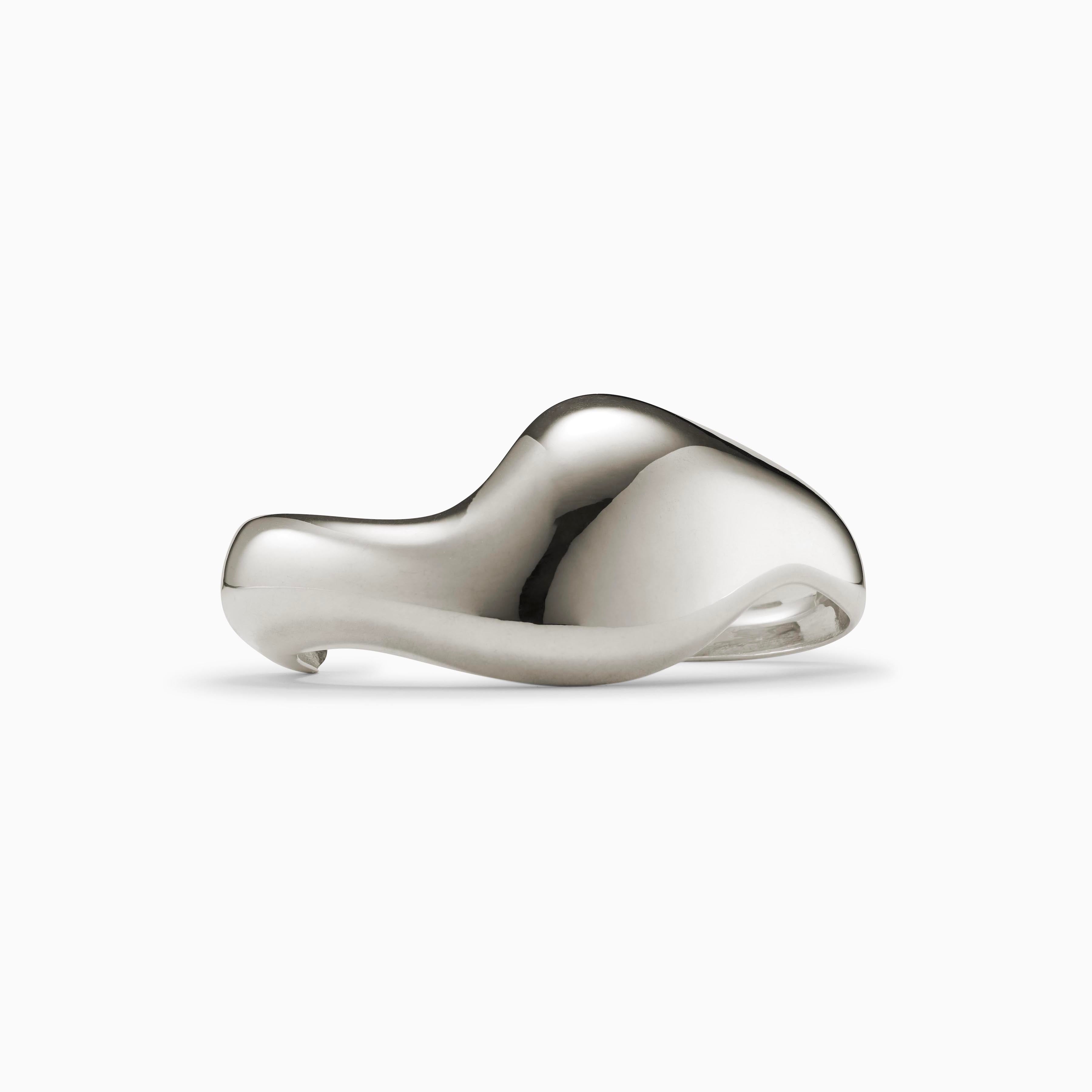 AGMES 0.925 Sterling Silver Claudia Cuff Modern Curved Bracelet Cuff