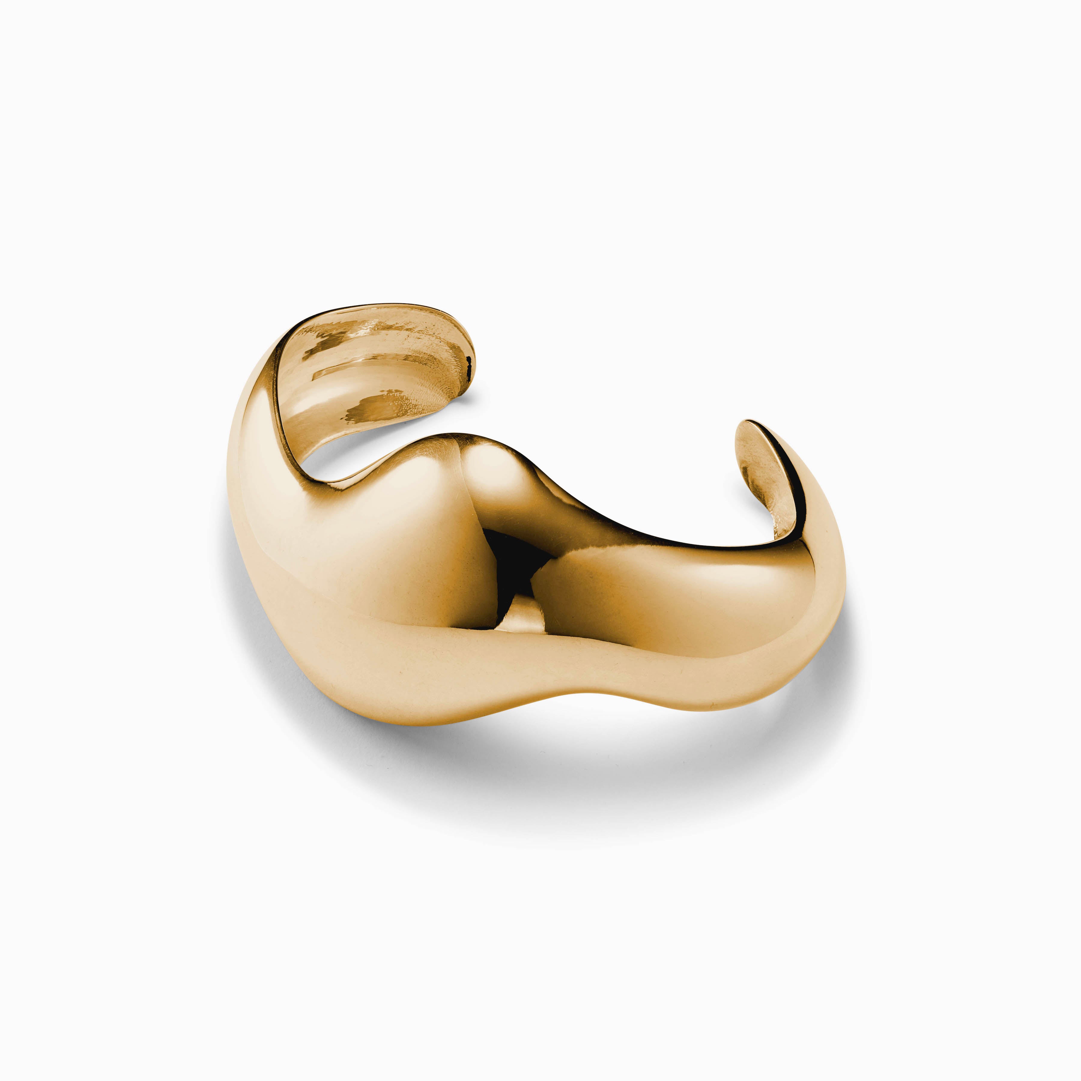 AGMES 18k Gold Vermeil Claudia Cuff Big Curved Bracelet Cuff