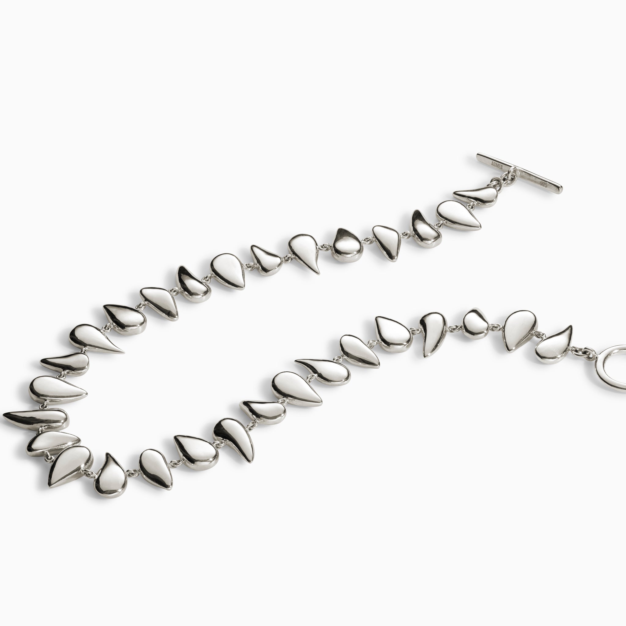 AGMES 0.925 Sterling Silver Flora Necklace. T-Bar Clasp.