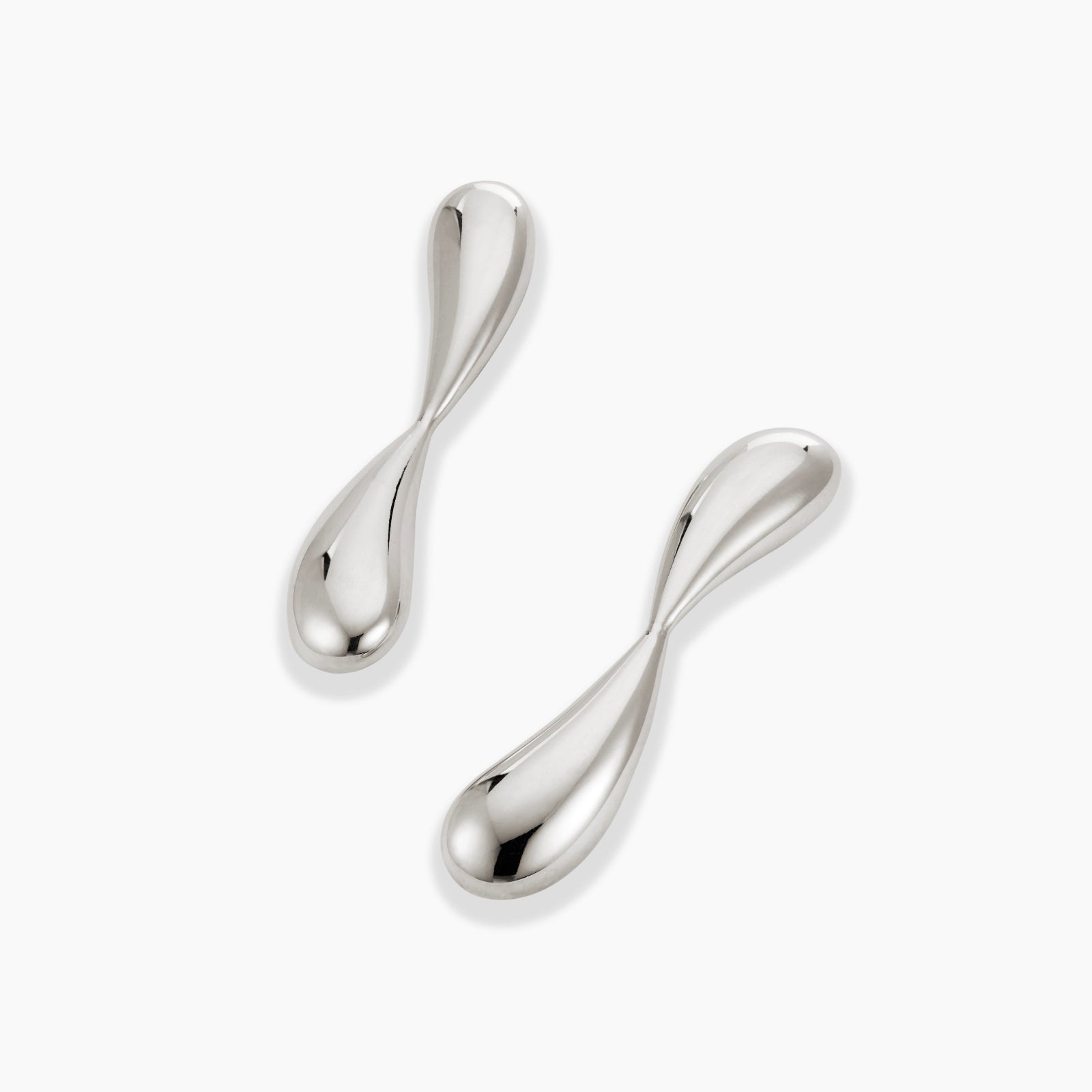AGMES .925 sterling silver sculptural infinity Hanneli Earrings on white background.
