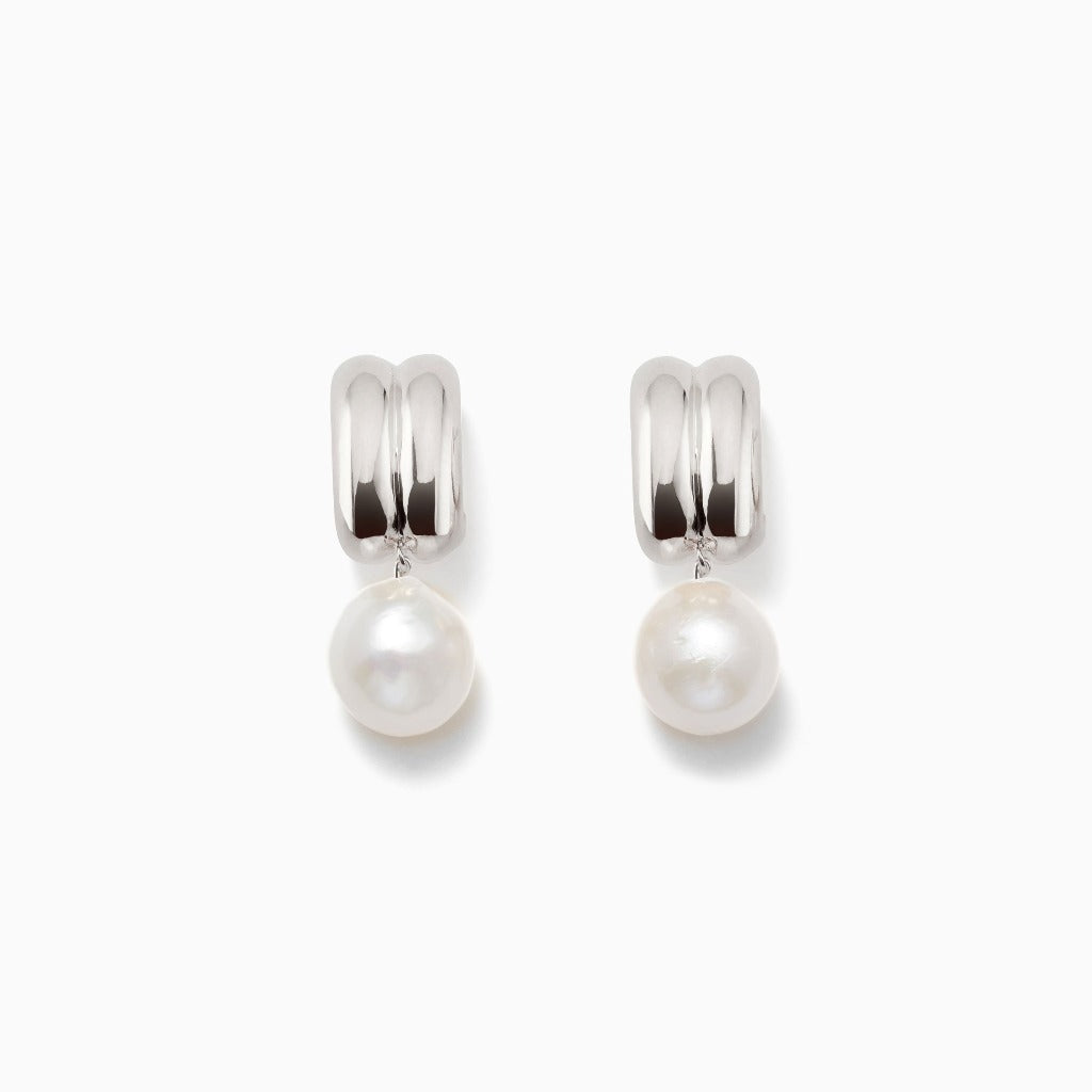 AGMES .925 Sterling Silver Juliette Clip-On Earrings with Freshwater Pearl Drop.