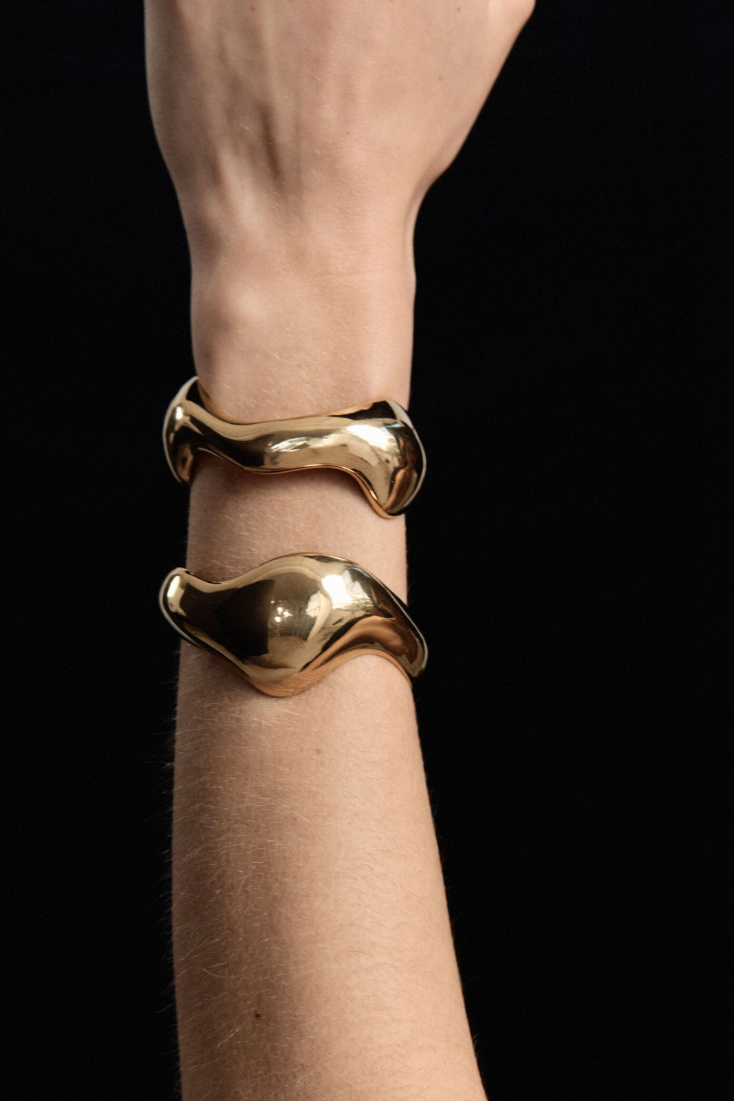 AGMES 18k Gold Vermeil Abstract Cuff Set