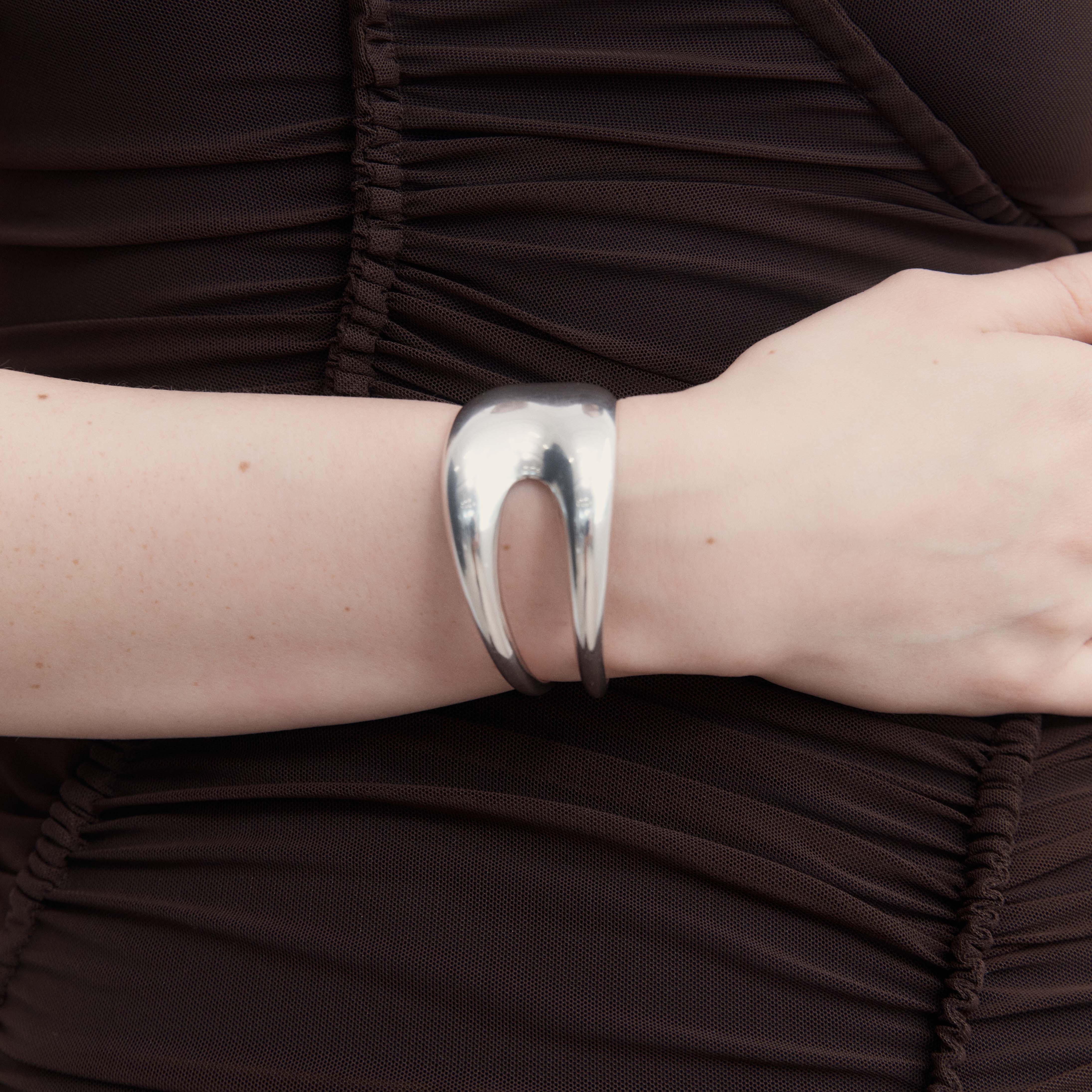 AGMES .925 Sterling Silver Abstract Leona Cuff.