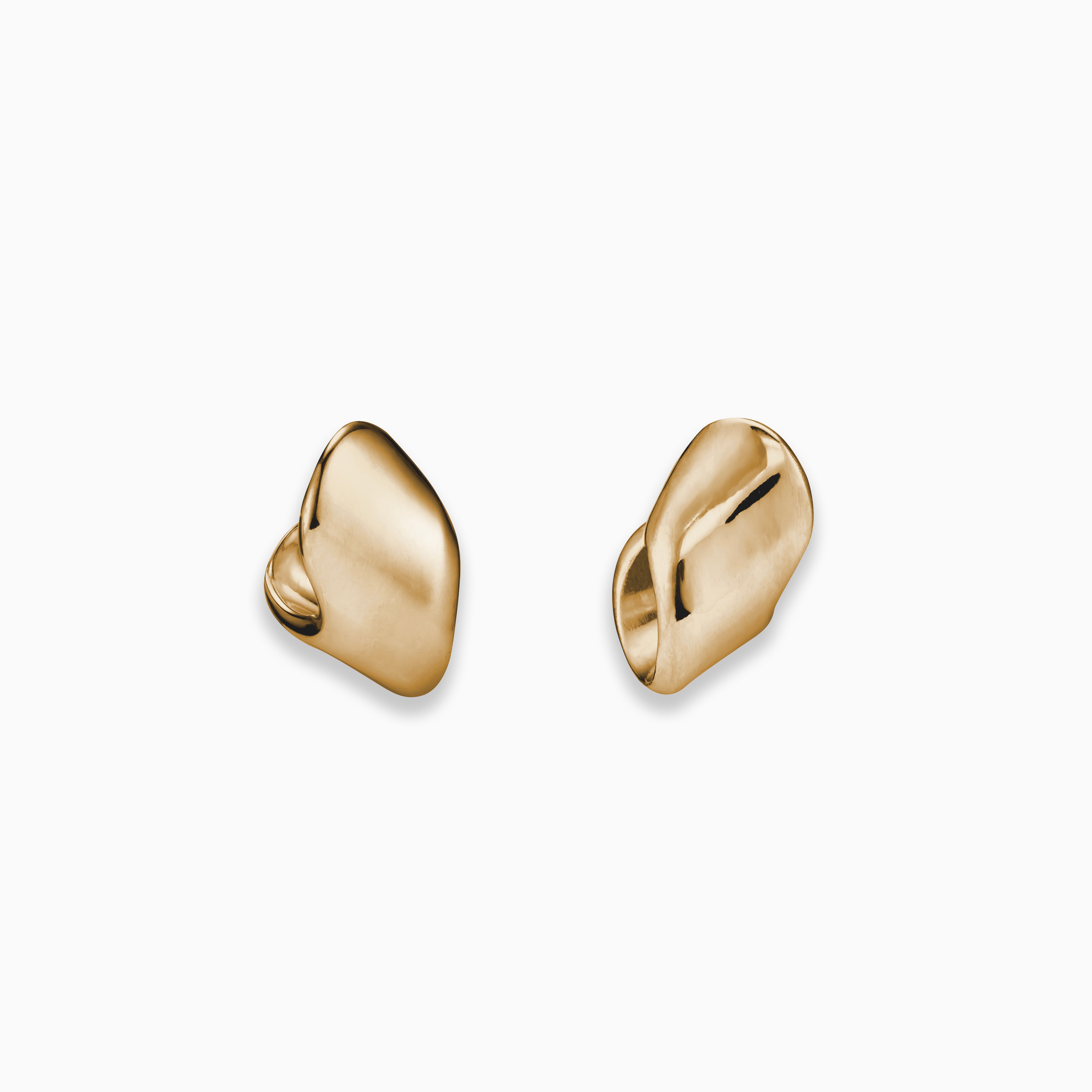 AGMES 18K Gold Vermeil Nelle Hoop Earrings. Asymmetrical mirrored hoops.