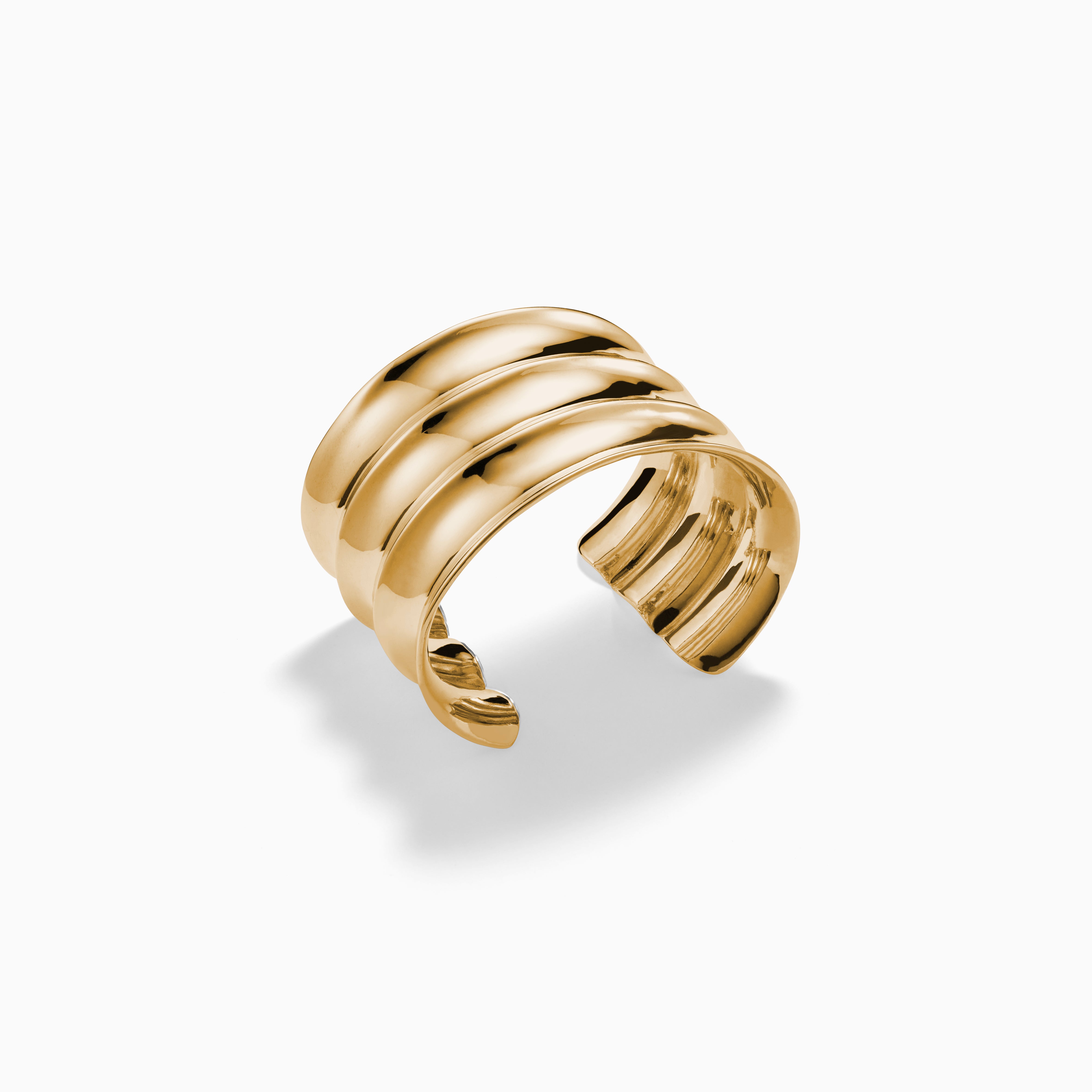AGMES 18k Gold Vermeil wide ridge cuff