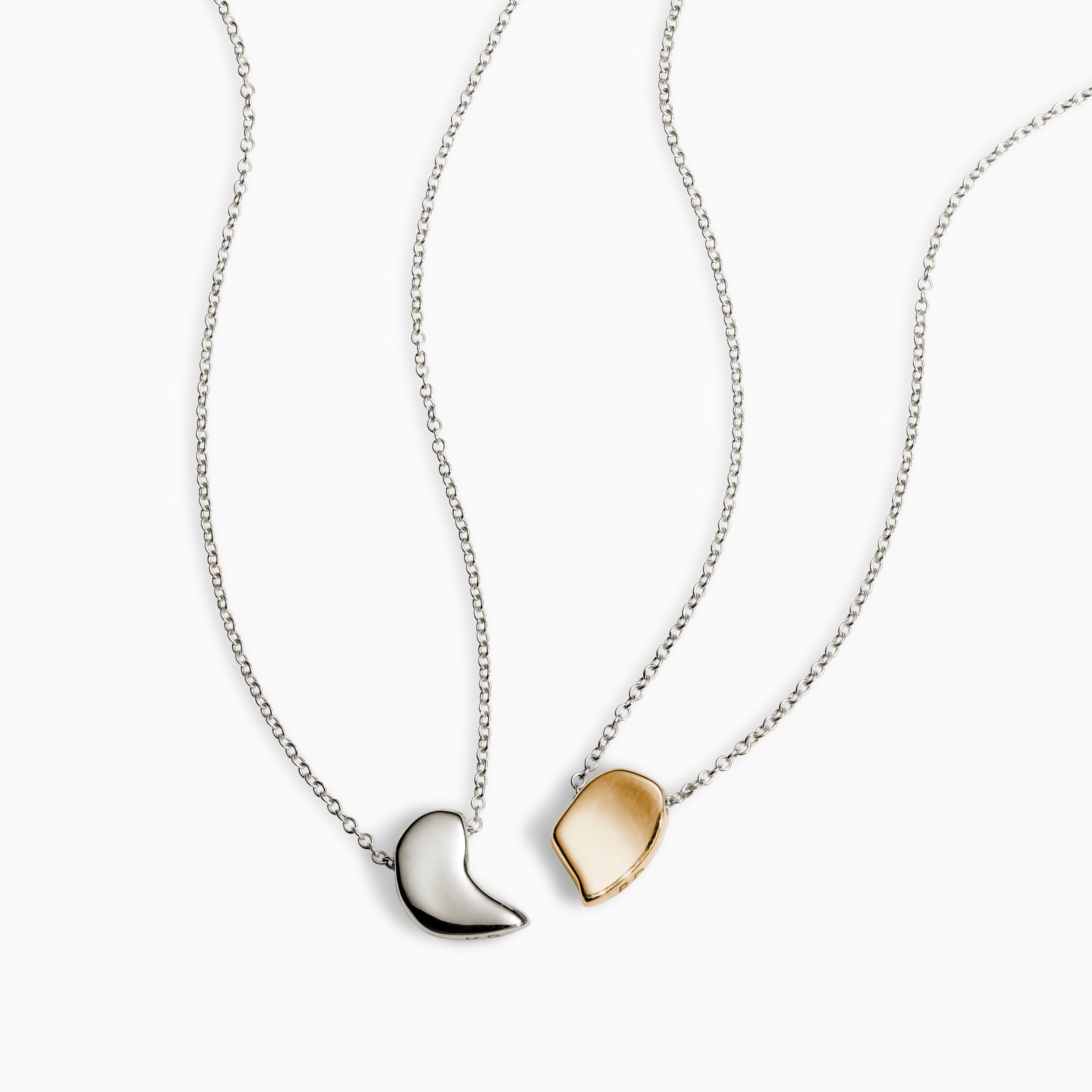 AGMES .925 Sterling Silver Sum of Parts Pendant Set with 18K Gold Vermeil Pendant. Modern connecting heart necklace.