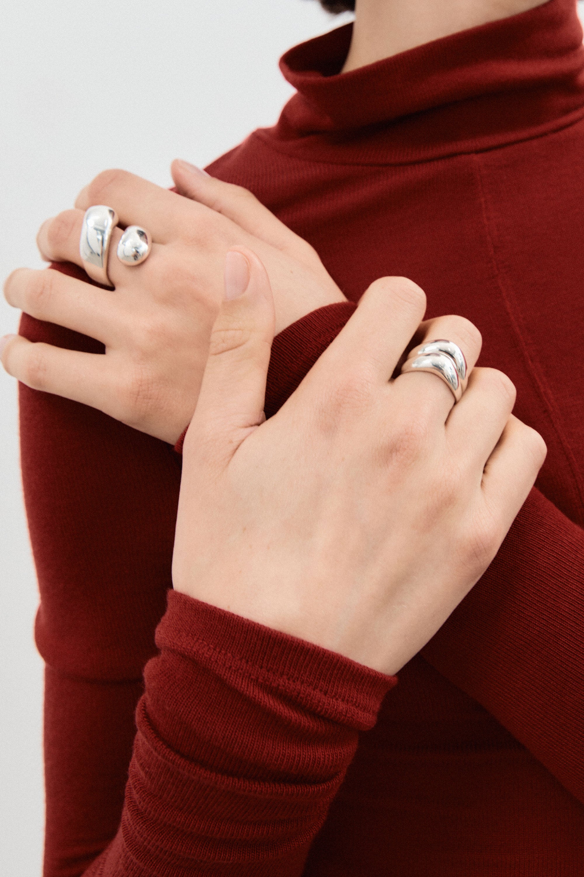 AGMES .925 Sterling Silver Double Wave Ring.
