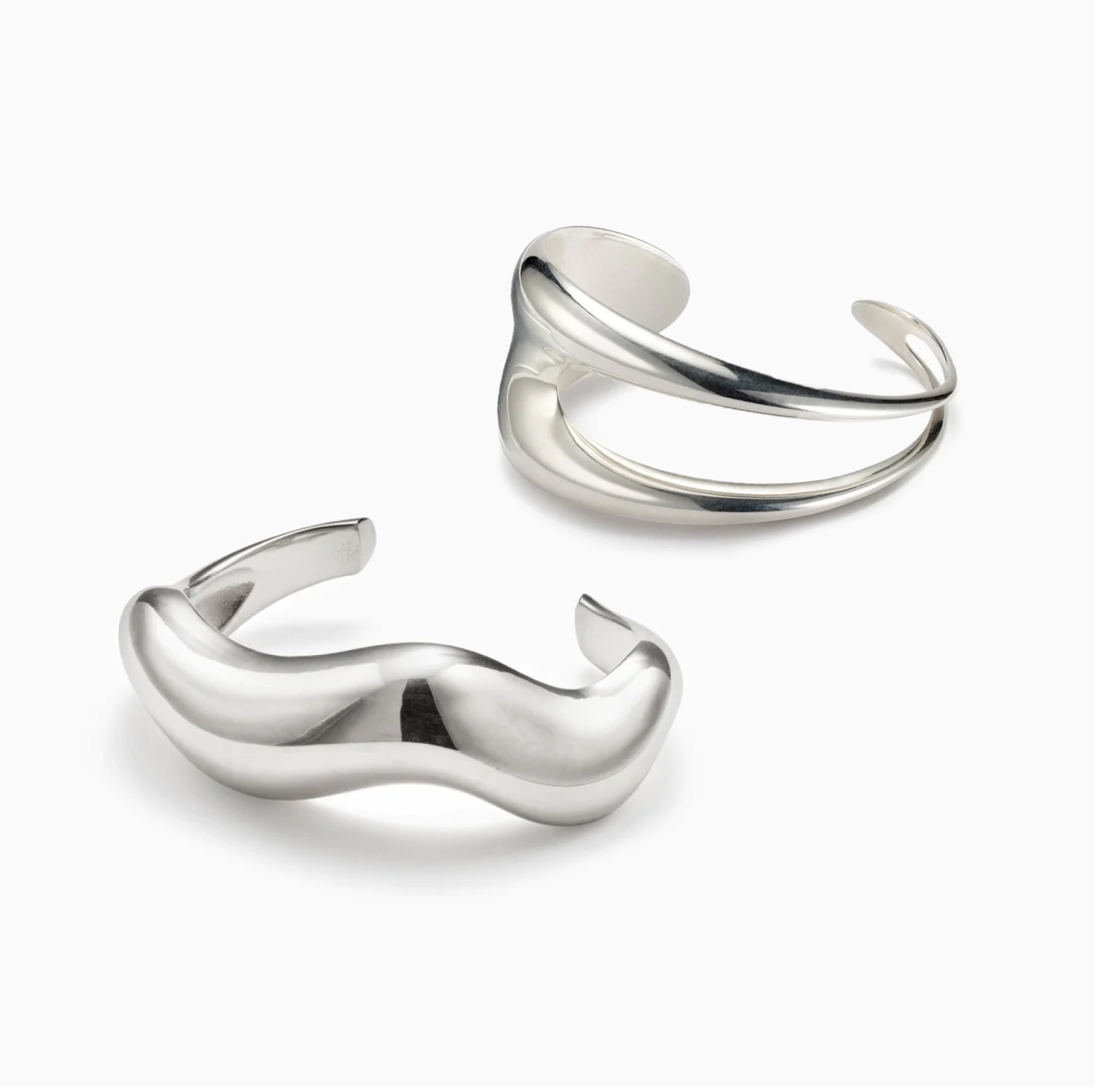 AGMES .925 Sterling Silver Leona and Large Astrid Cuff Set.