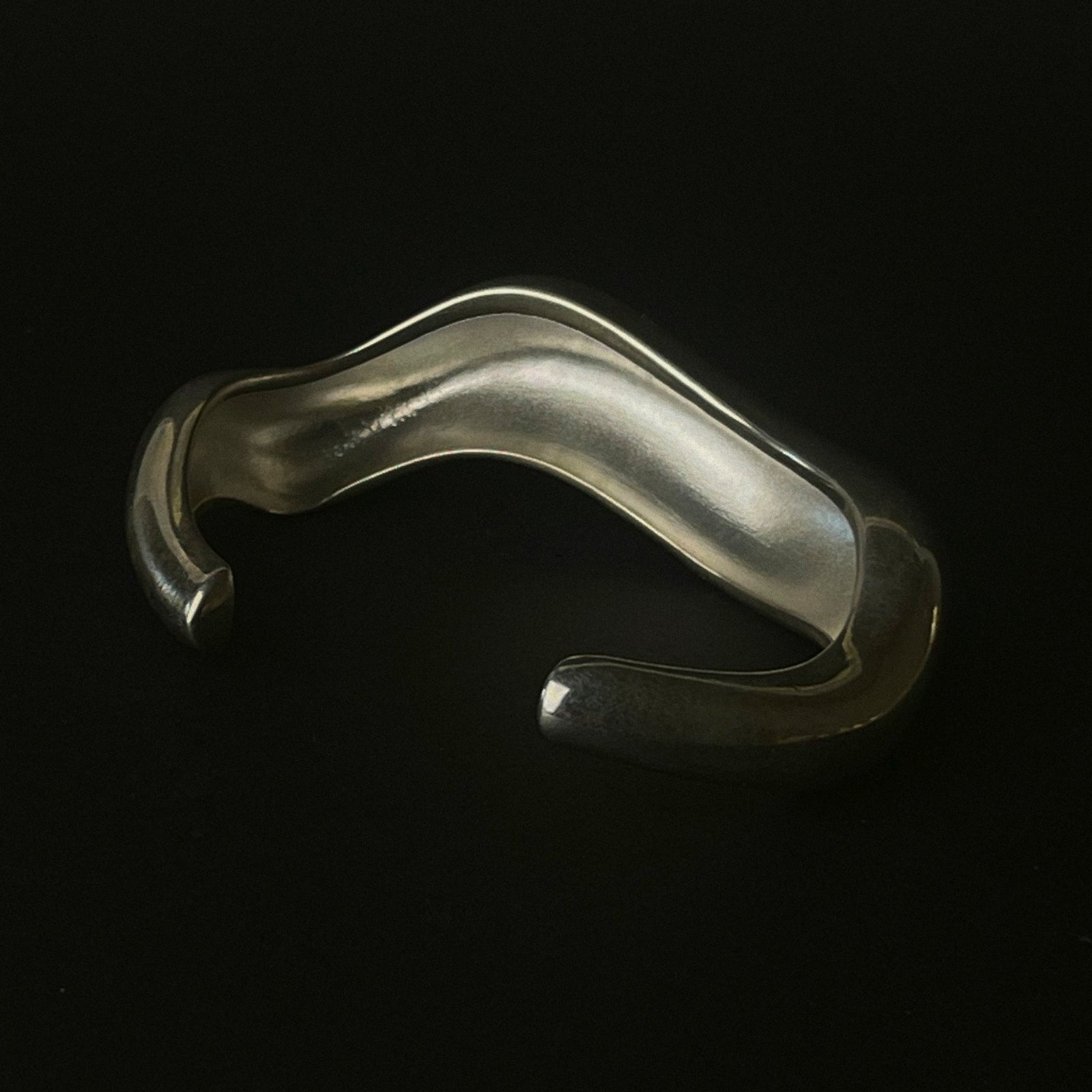 AGMES 0.925 sterling silver large Astrid sculpted cuff bracelet.