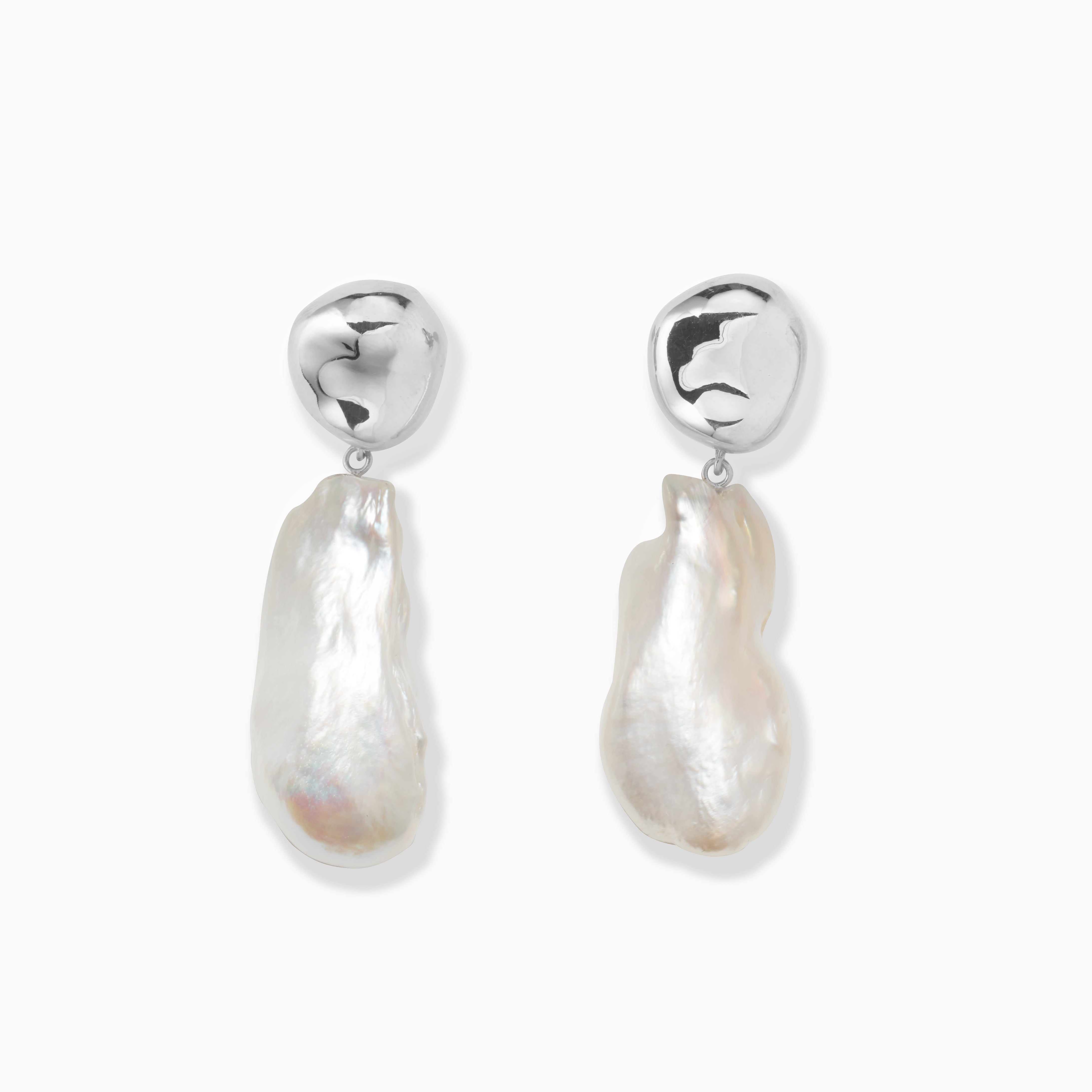 AGMES 0.925 sterling silver earrings with freshwater pearl drop.