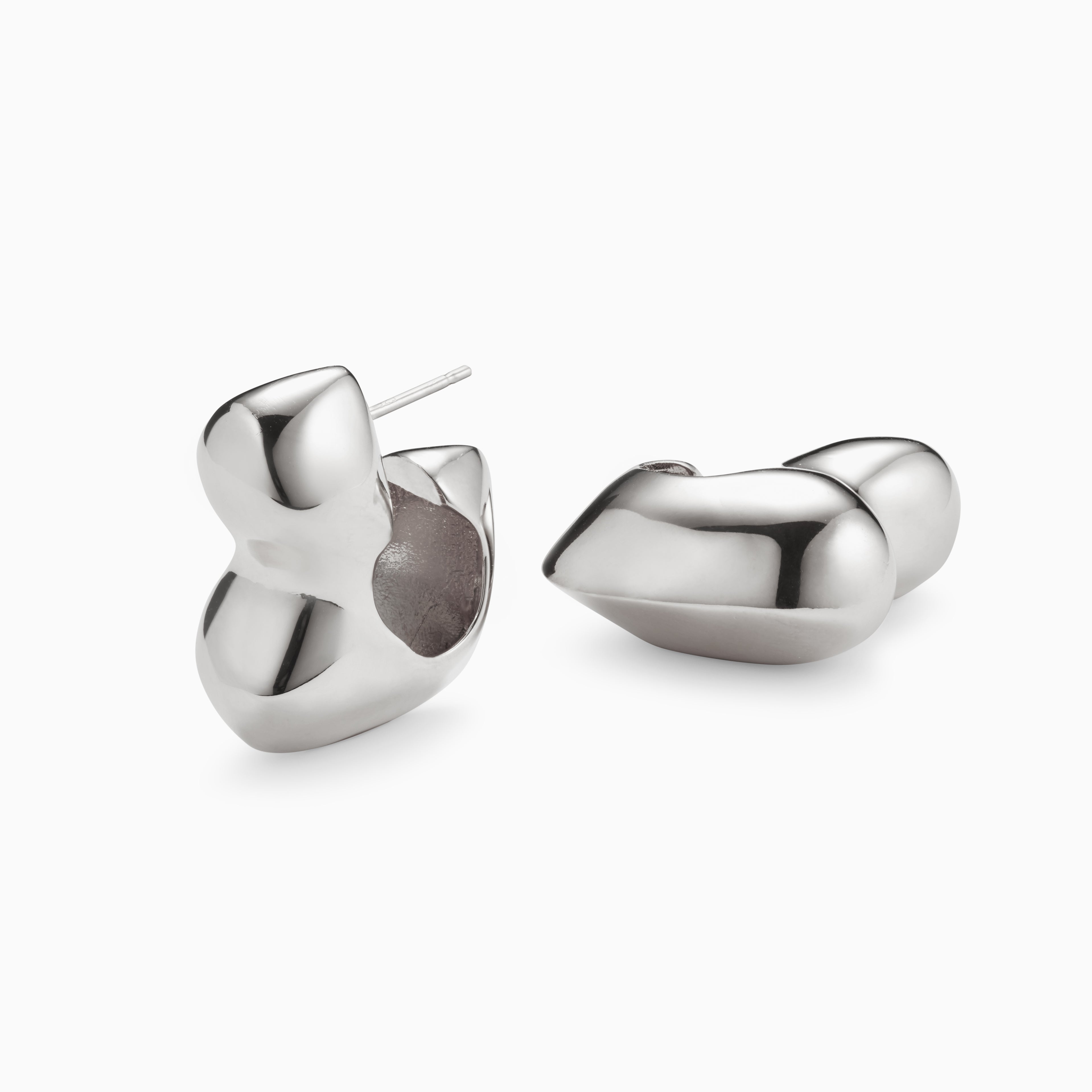 AGMES 0.925 sterling silver sculpted bubble hoop earrings. Simone Bodmer-Turner.