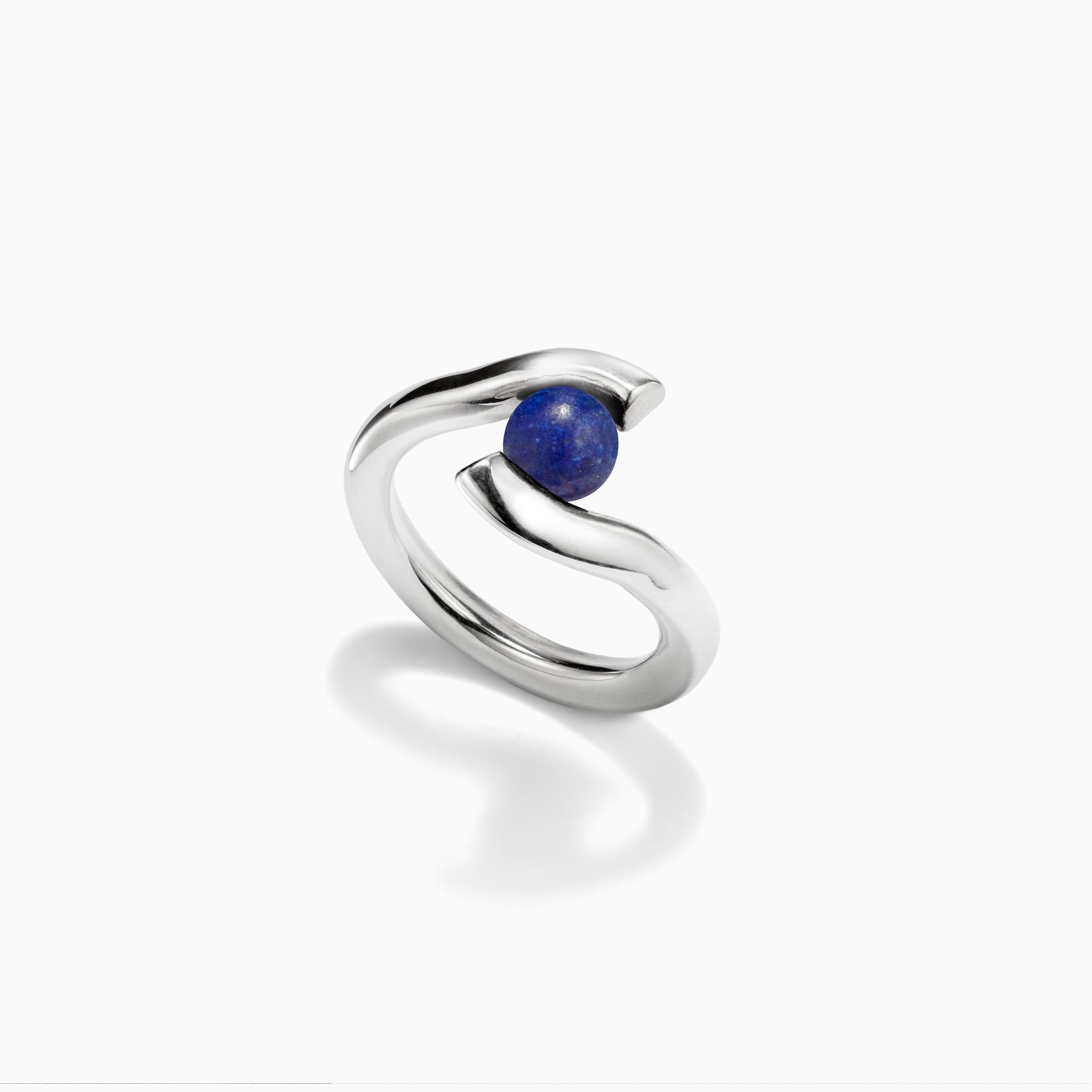 AGMES .925 Sterling Silver Claire Ring with Lapis Stone Center.