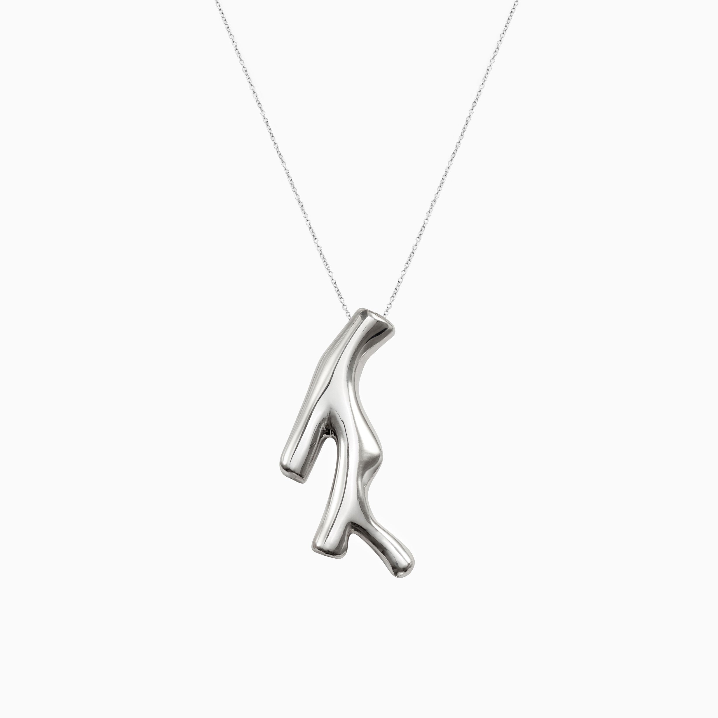 AGMES .925 Sterling Silver Coral Pendant on chain necklace.
