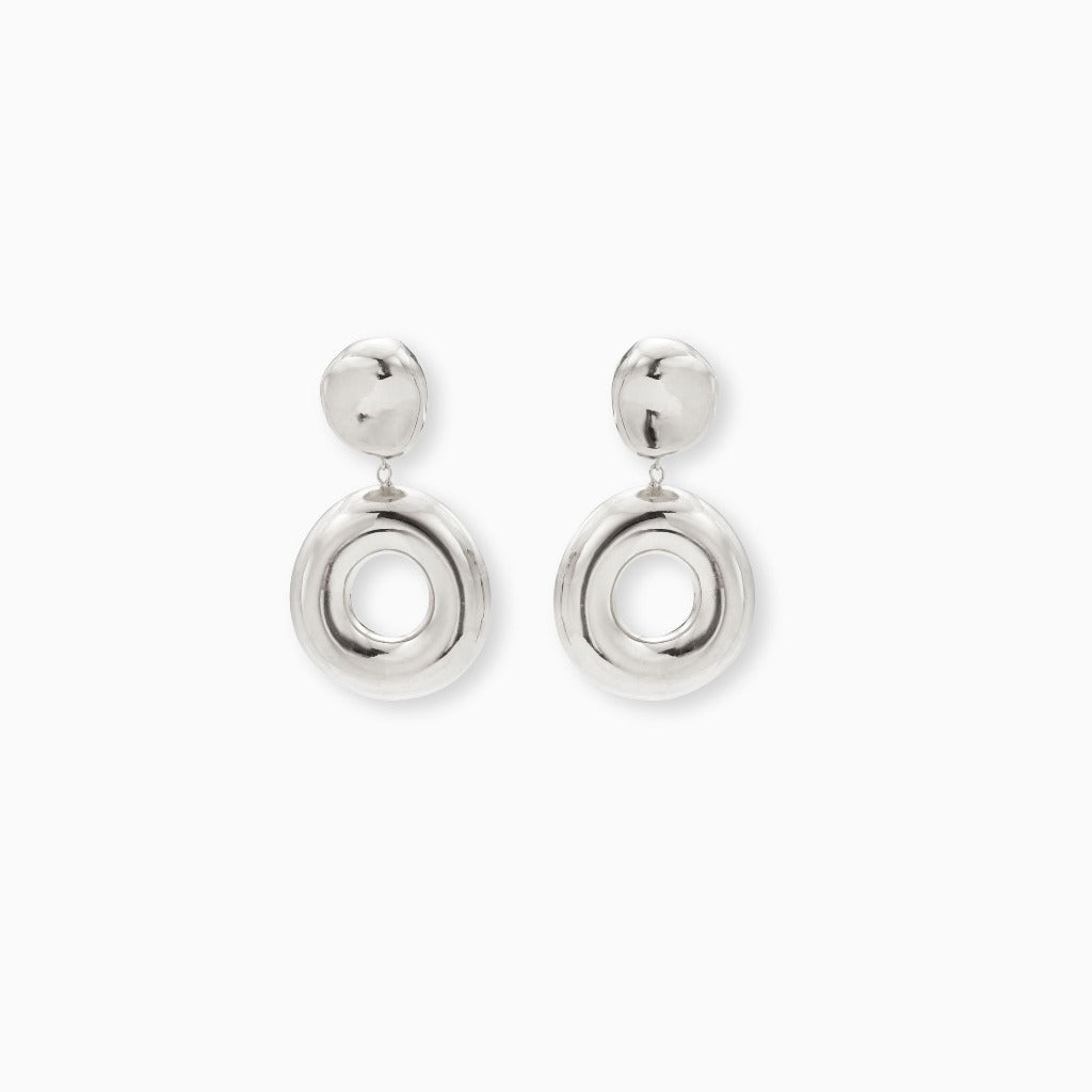 AGMES 0.925 sterling silver earrings with silver drop donut ring.