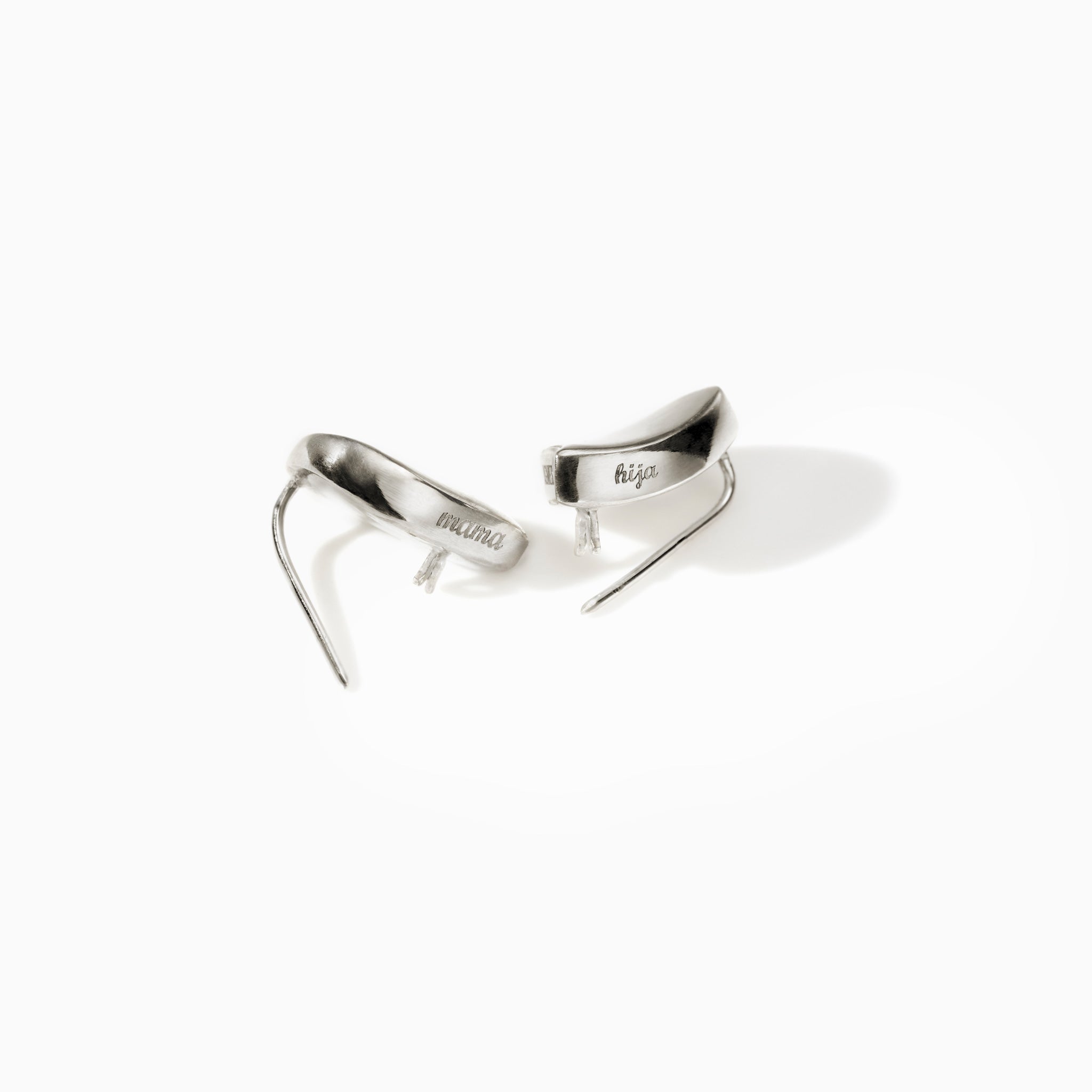 AGMES .925 Sterling Silver Sum of Parts Brooch with Custom Engravings on white background. Set of Two.