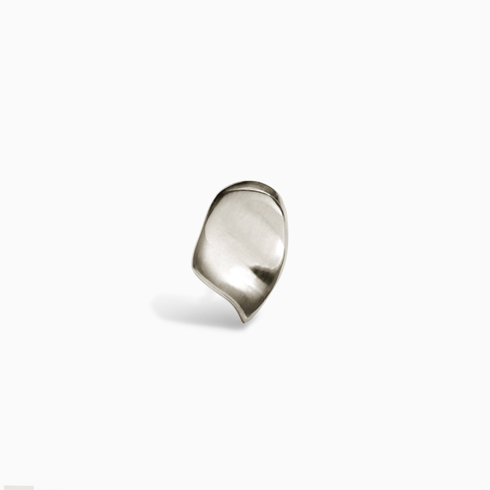 Front view of AGMES .925 sterling silver sculptural Sum of Parts Pendant Right on white background.