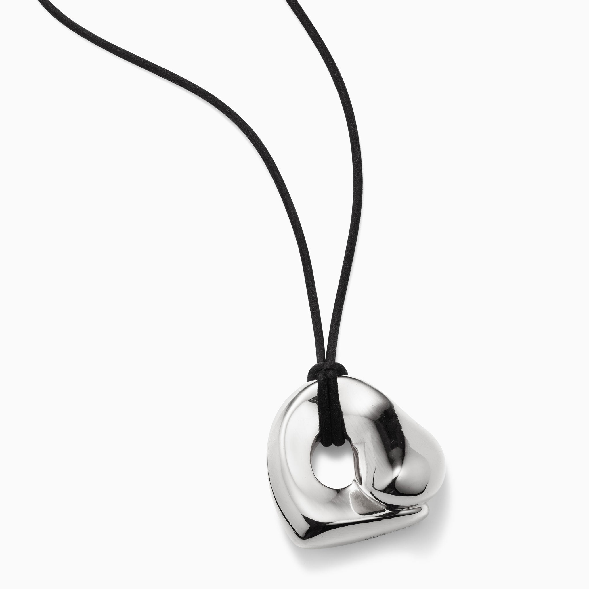 AGMES .925 Sterling Silver Structural Gertrude Pendant with Black Suede Cord. Simone Bodmer-Turner.
