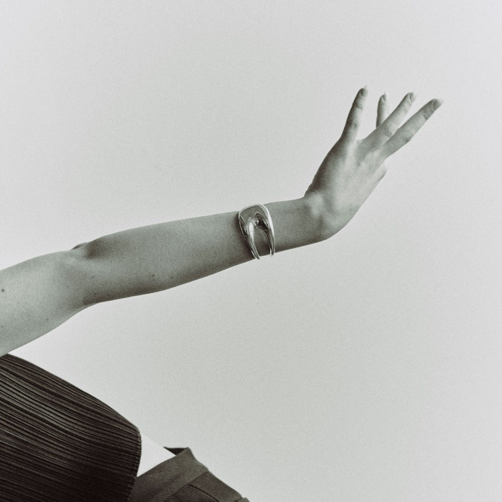 AGMES .925 Sterling Silver Abstract Leona Cuff.