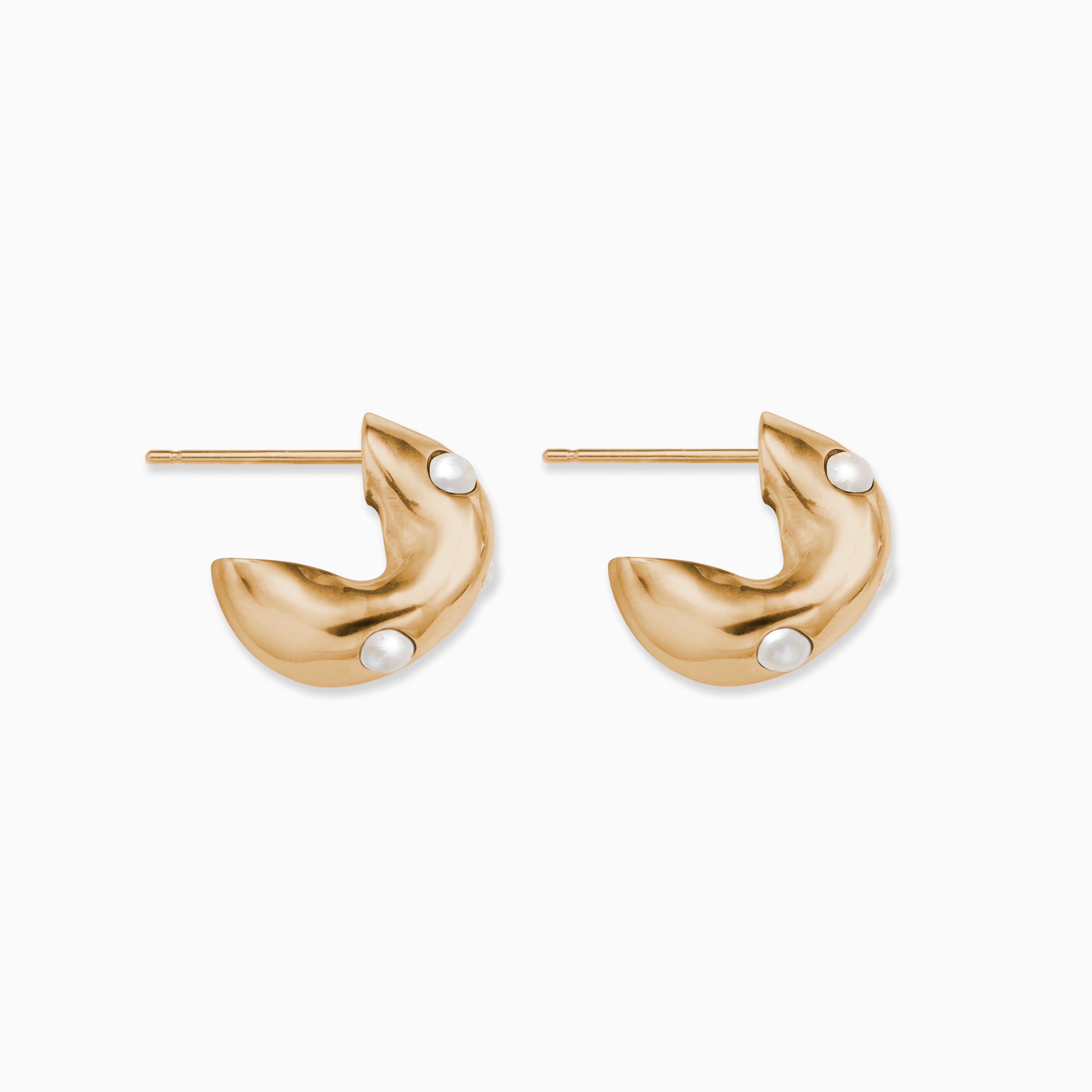 AGMES 18K Gold Vermeil Logan Hoop Earrings with Freshwater Pearls.