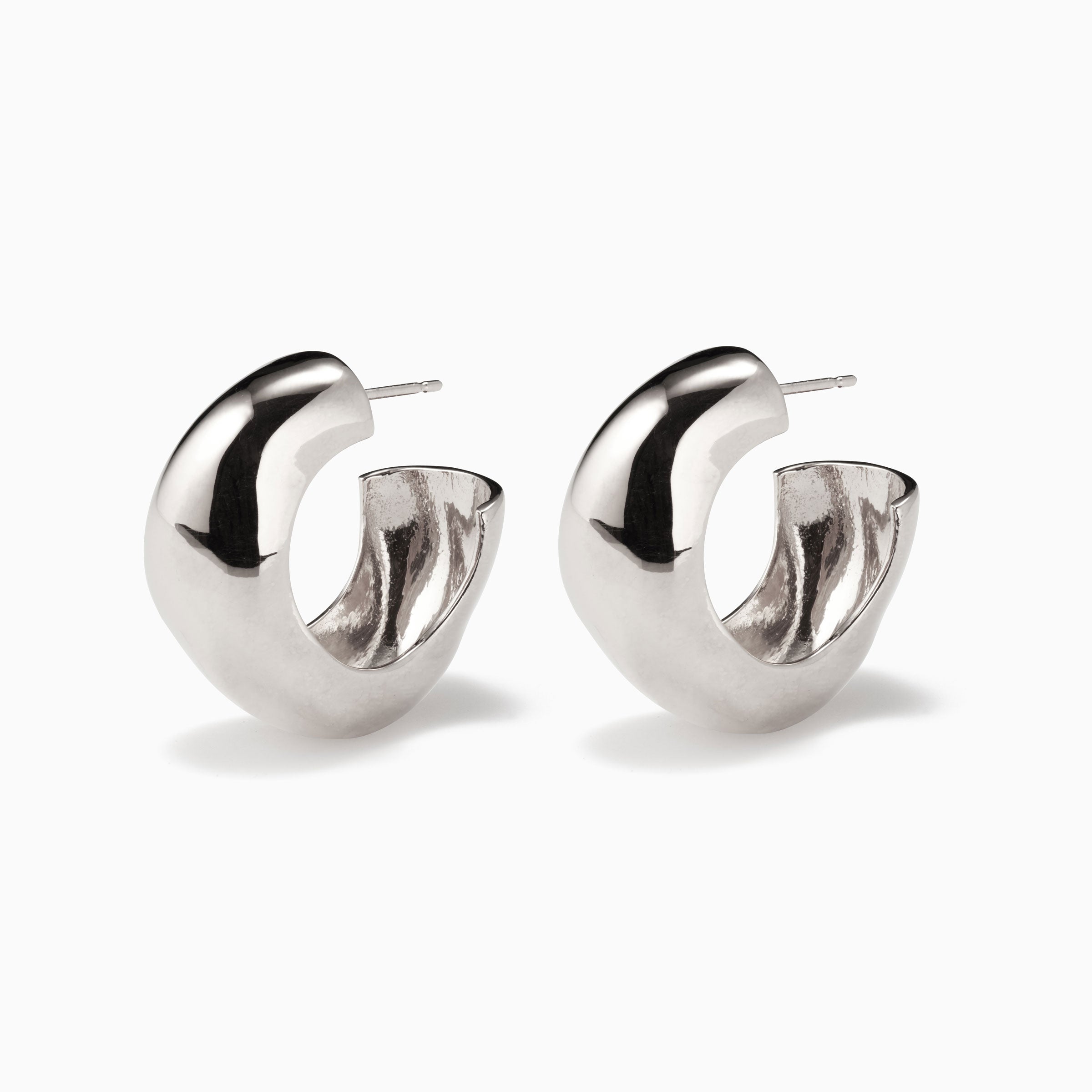 AGMES 0.925 sterling silver medium hoop earrings.