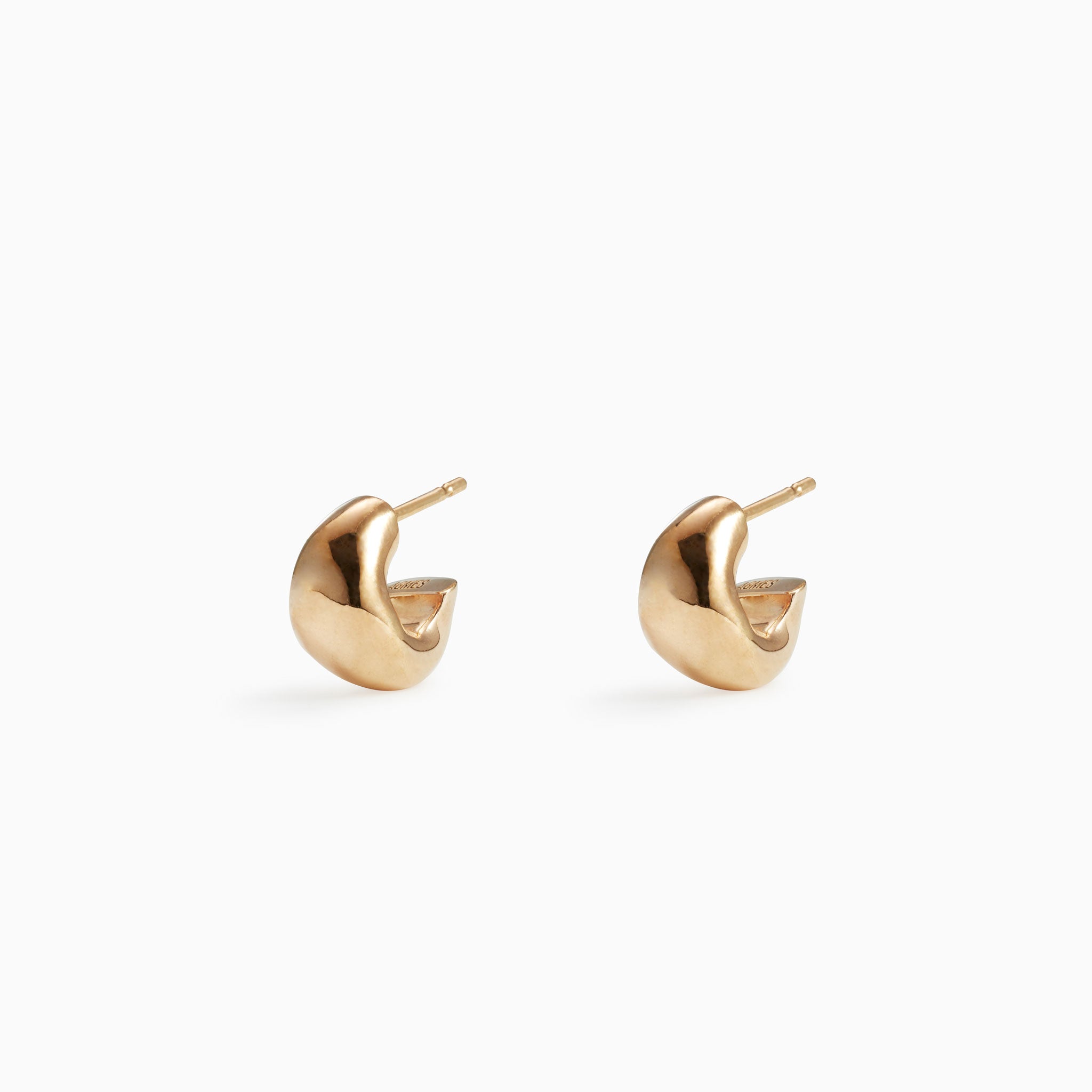AGMES 18k gold vermeil thick hoop huggie earrings.