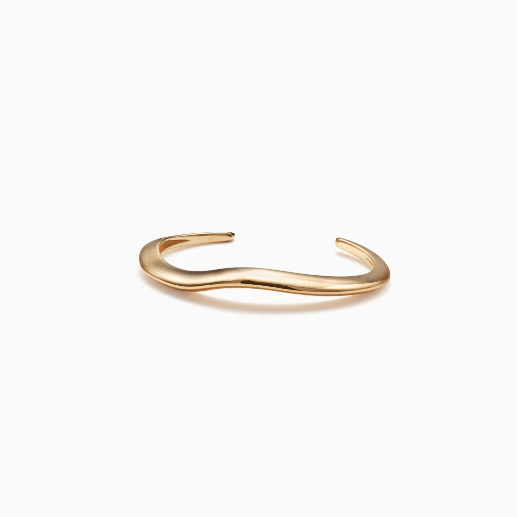 AGMES 18k gold vermeil small thin sculpted cuff bracelet.