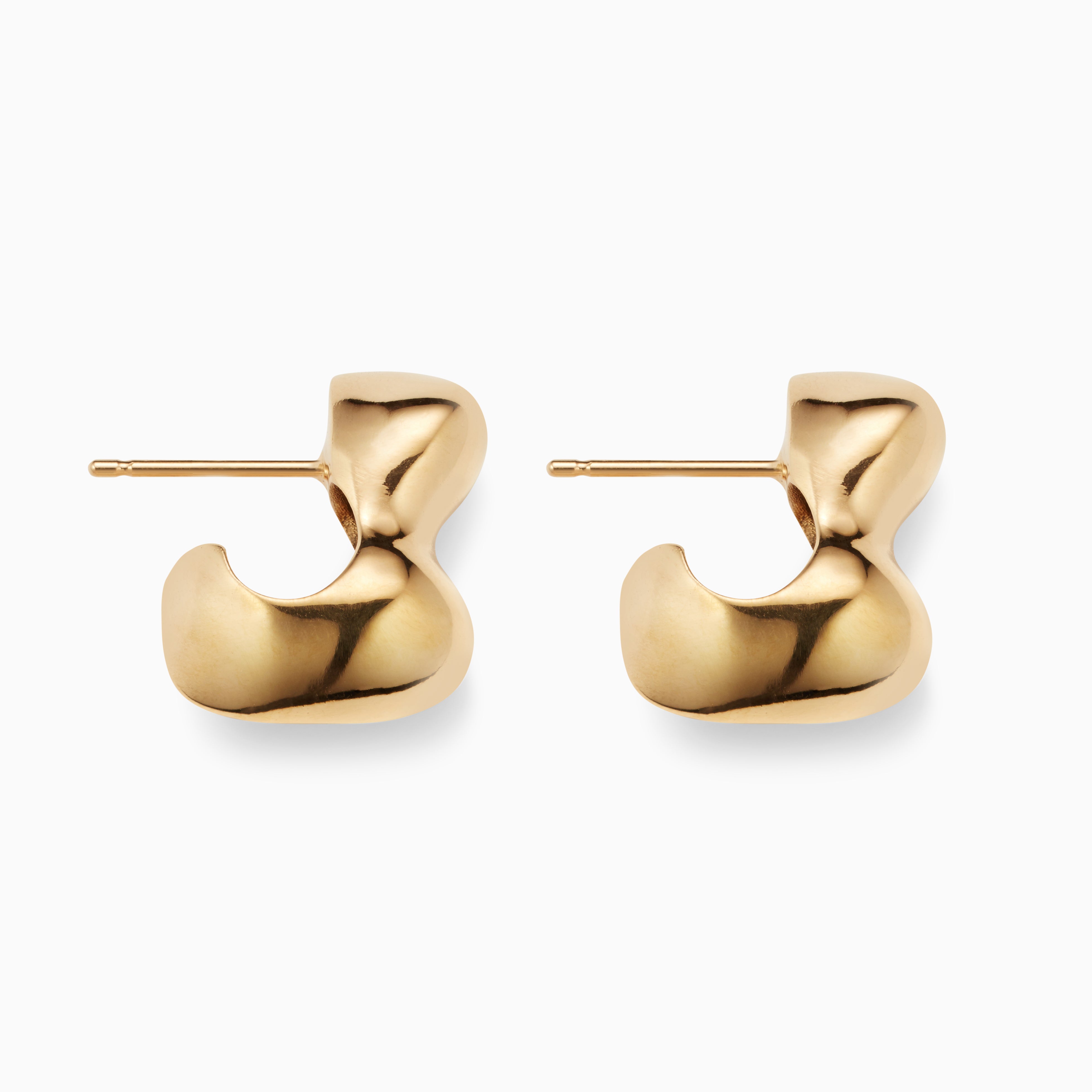 AGMES 18k gold vermeil sculpted small bubble hoop earrings. Simone Bodmer-Turner.