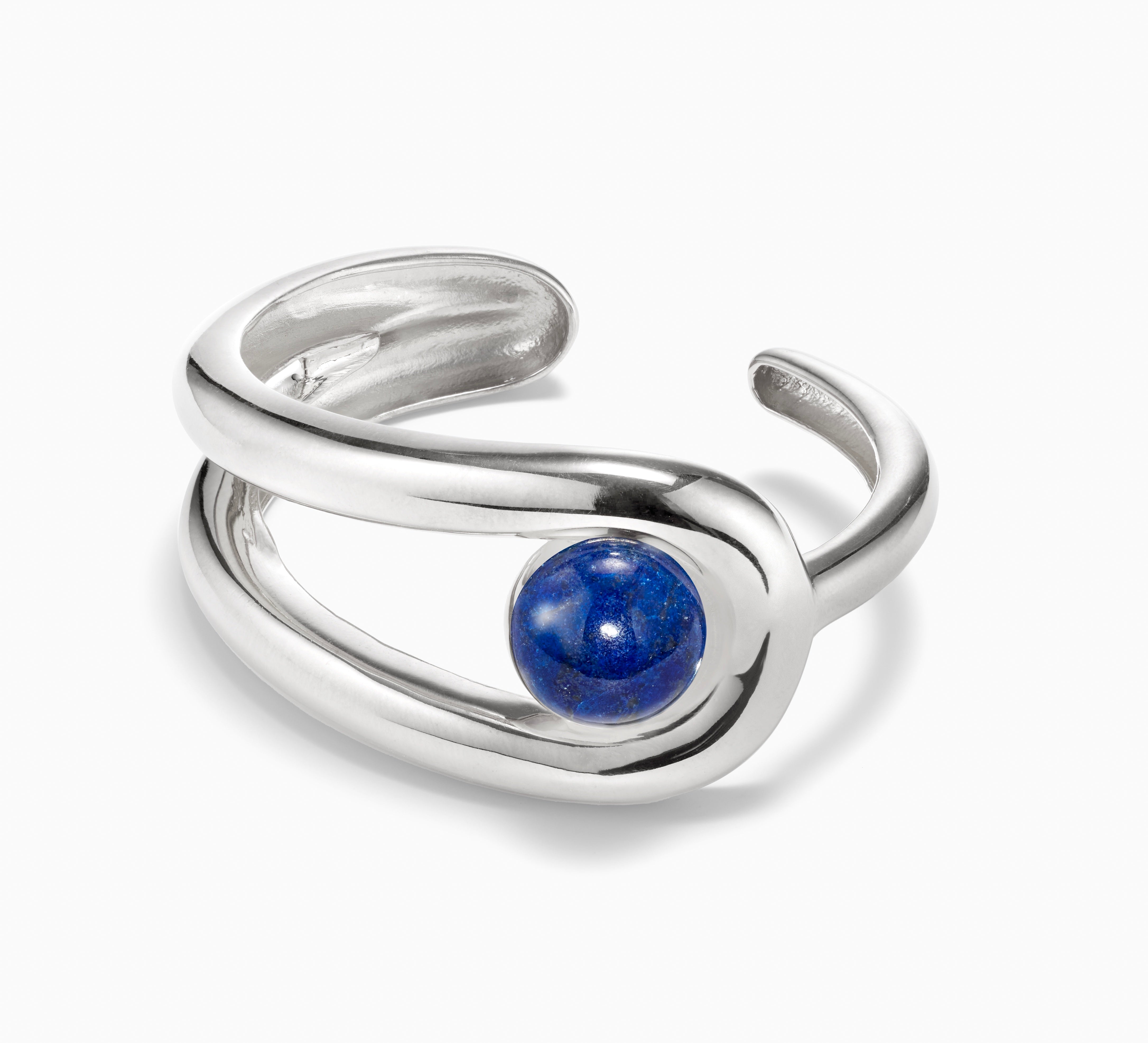AGMES 0.925 sterling silver Becky Cuff with Lapis stone
