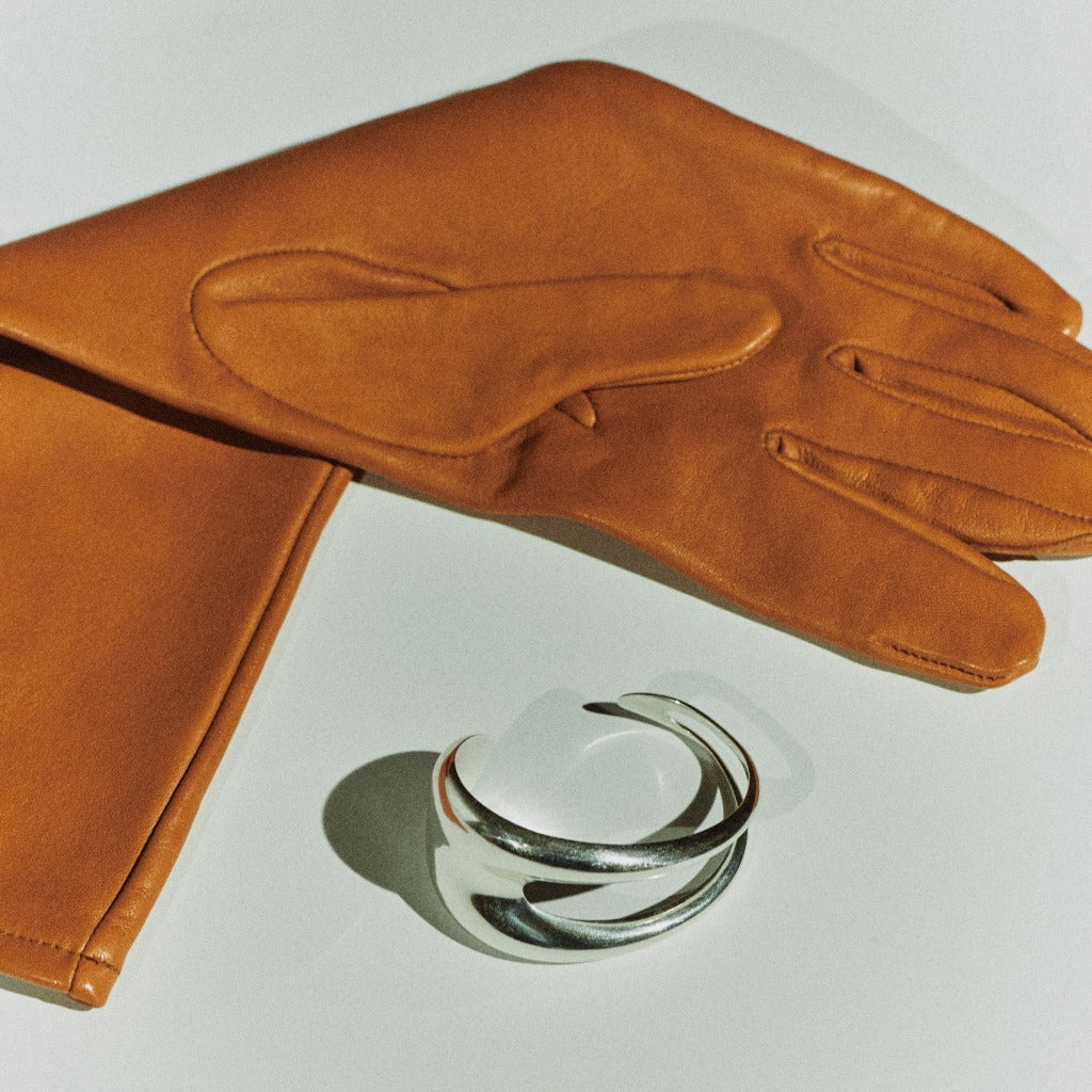 AGMES .925 Sterling Silver Abstract Leona Cuff.