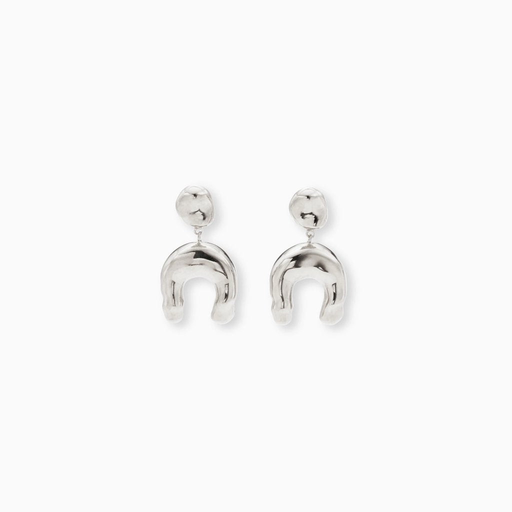 AGMES 0.925 sterling silver earrings with sculpted wishbone drop.