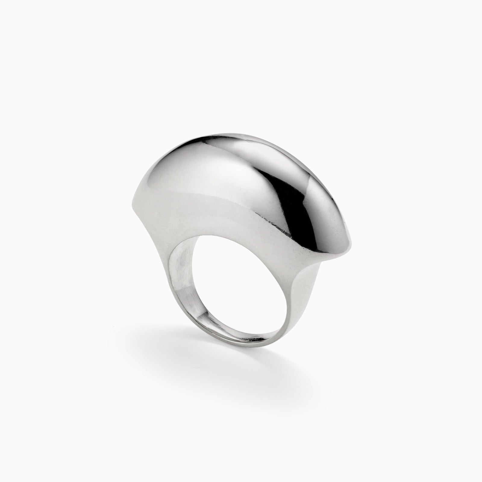AGMES .925 Sterling Silver sculptural Jouve Ring on white background.