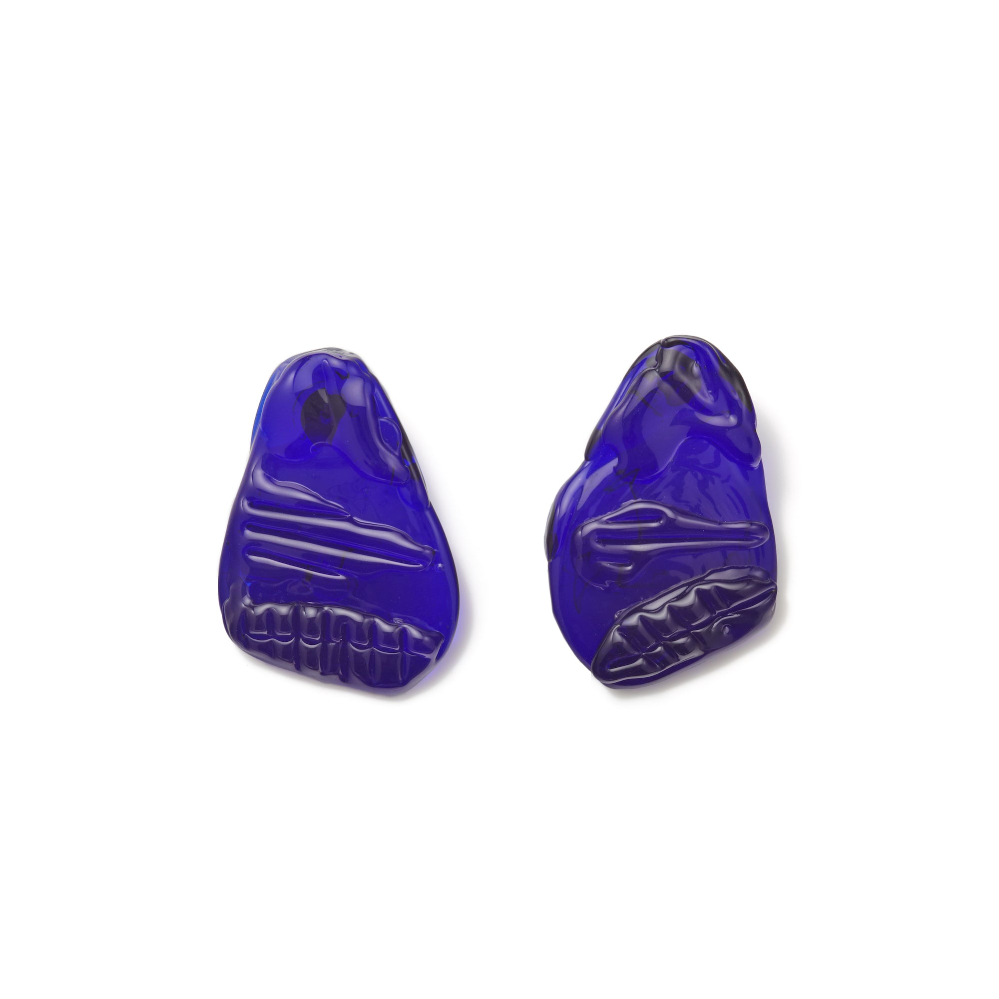 AGMES Handblown Venetian Glass earrings in blue on white background.