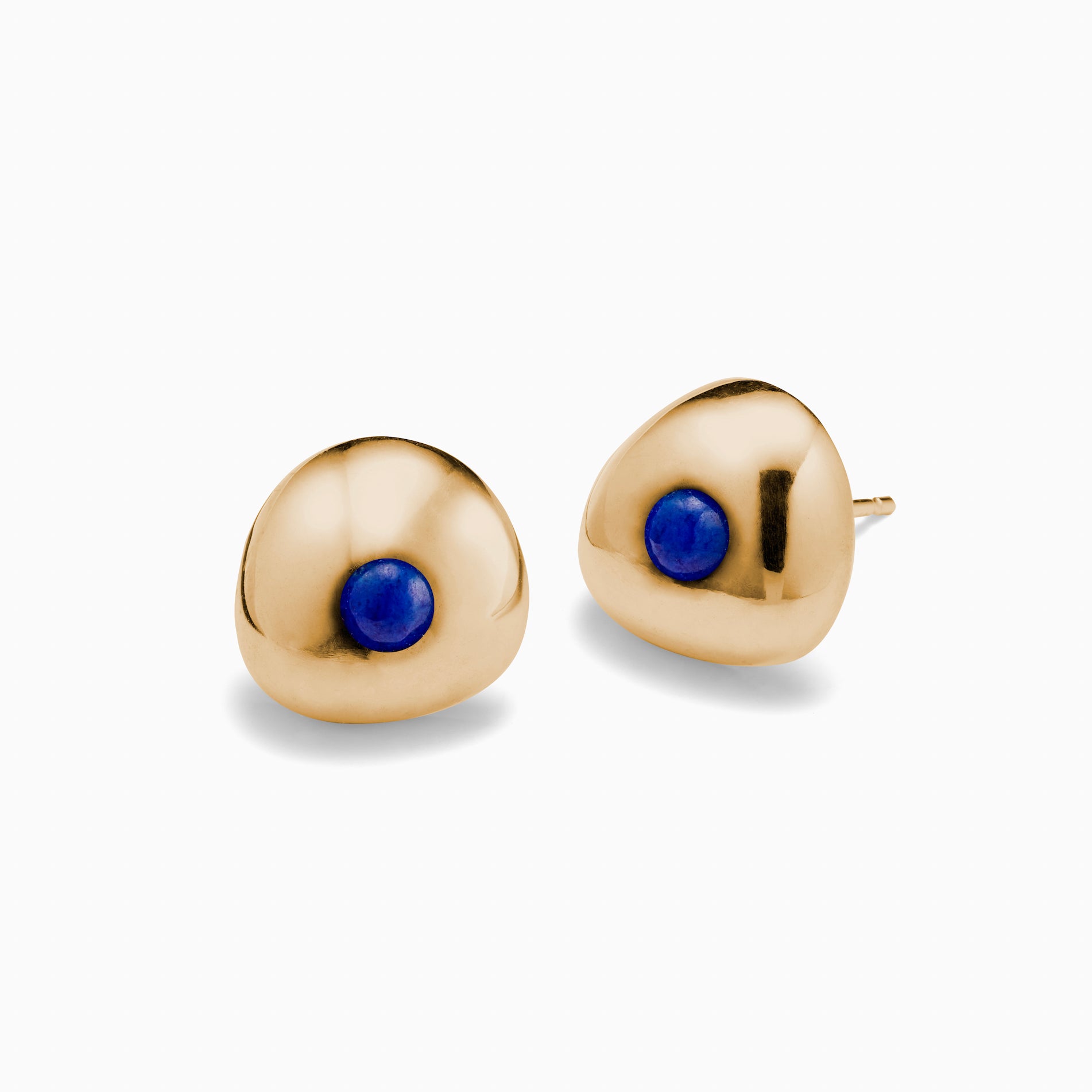 AGMES yellow gold vermeil stud earrings with lapis.