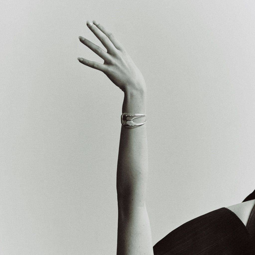 AGMES .925 Sterling Silver Abstract Leona Cuff.