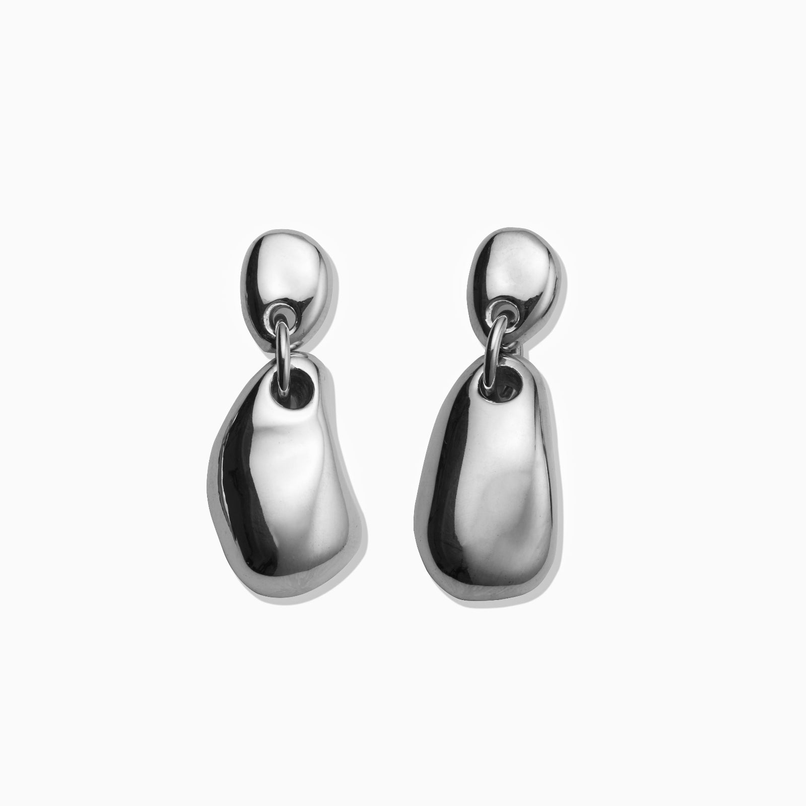 AGMES 0.925 sterling silver sculpted round drop earrings.